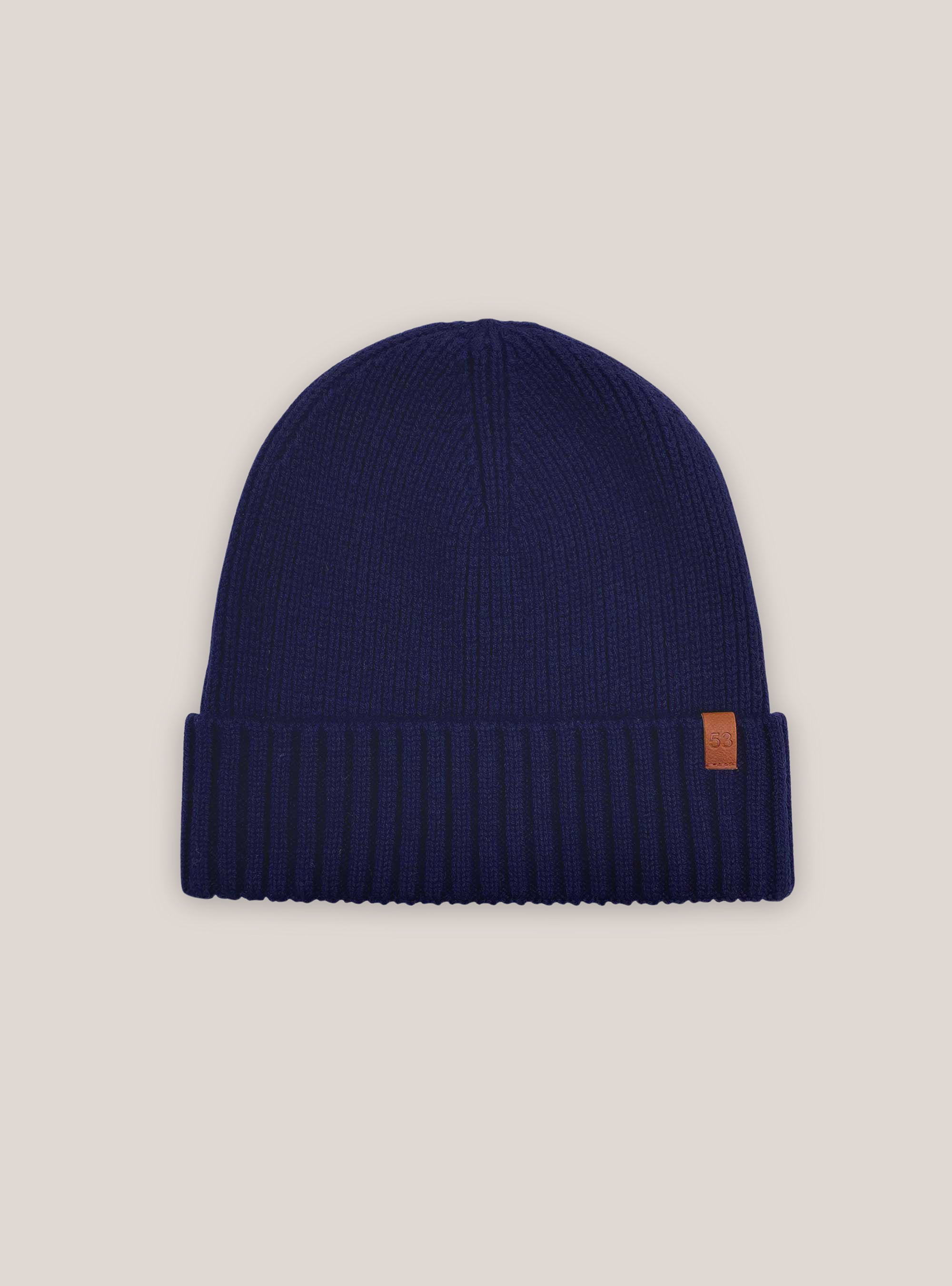 Cappello in rib misto lana, BLU MARINO