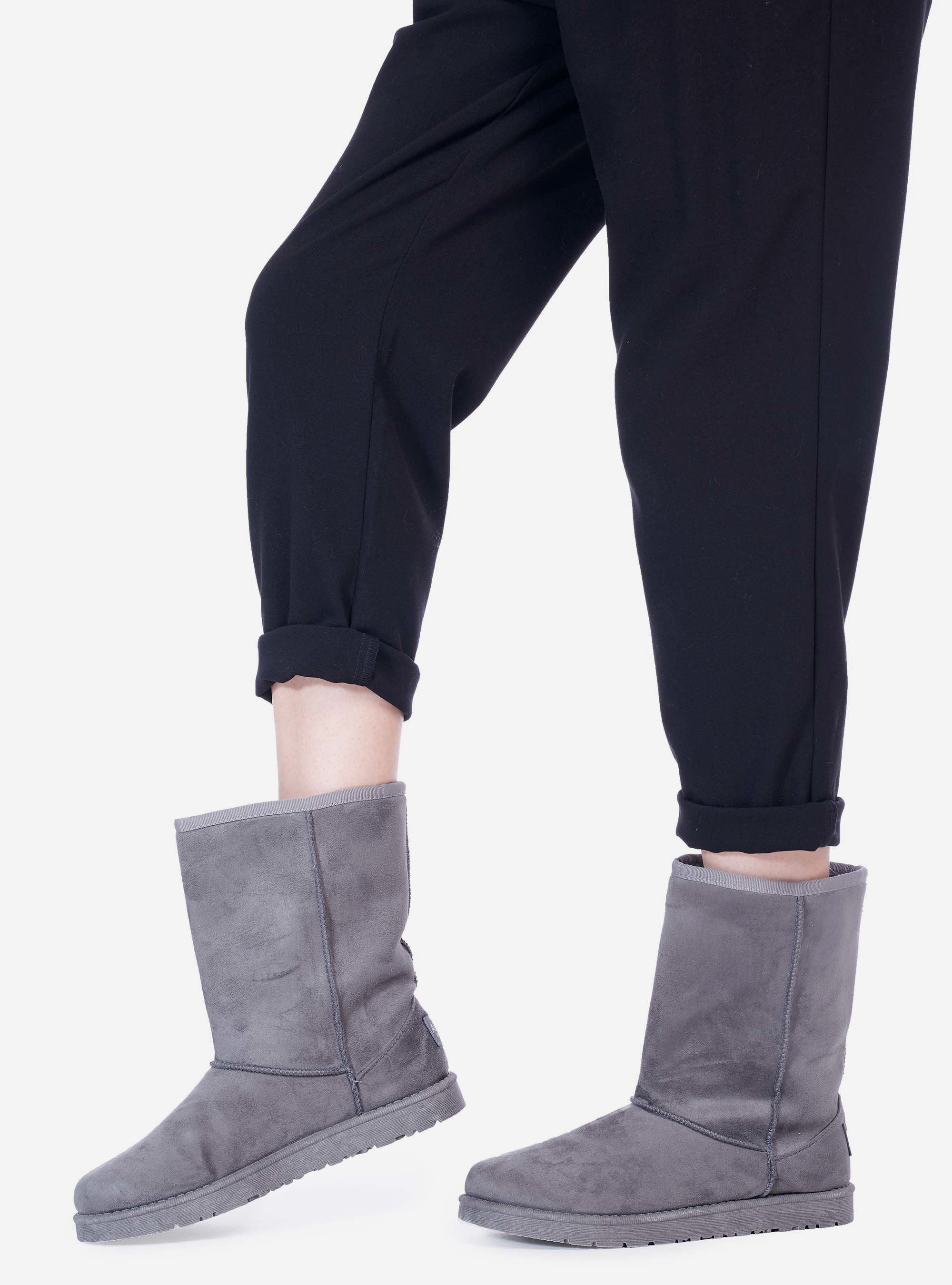 Bottines avec fausse fourrure intérieure, C115 GREY