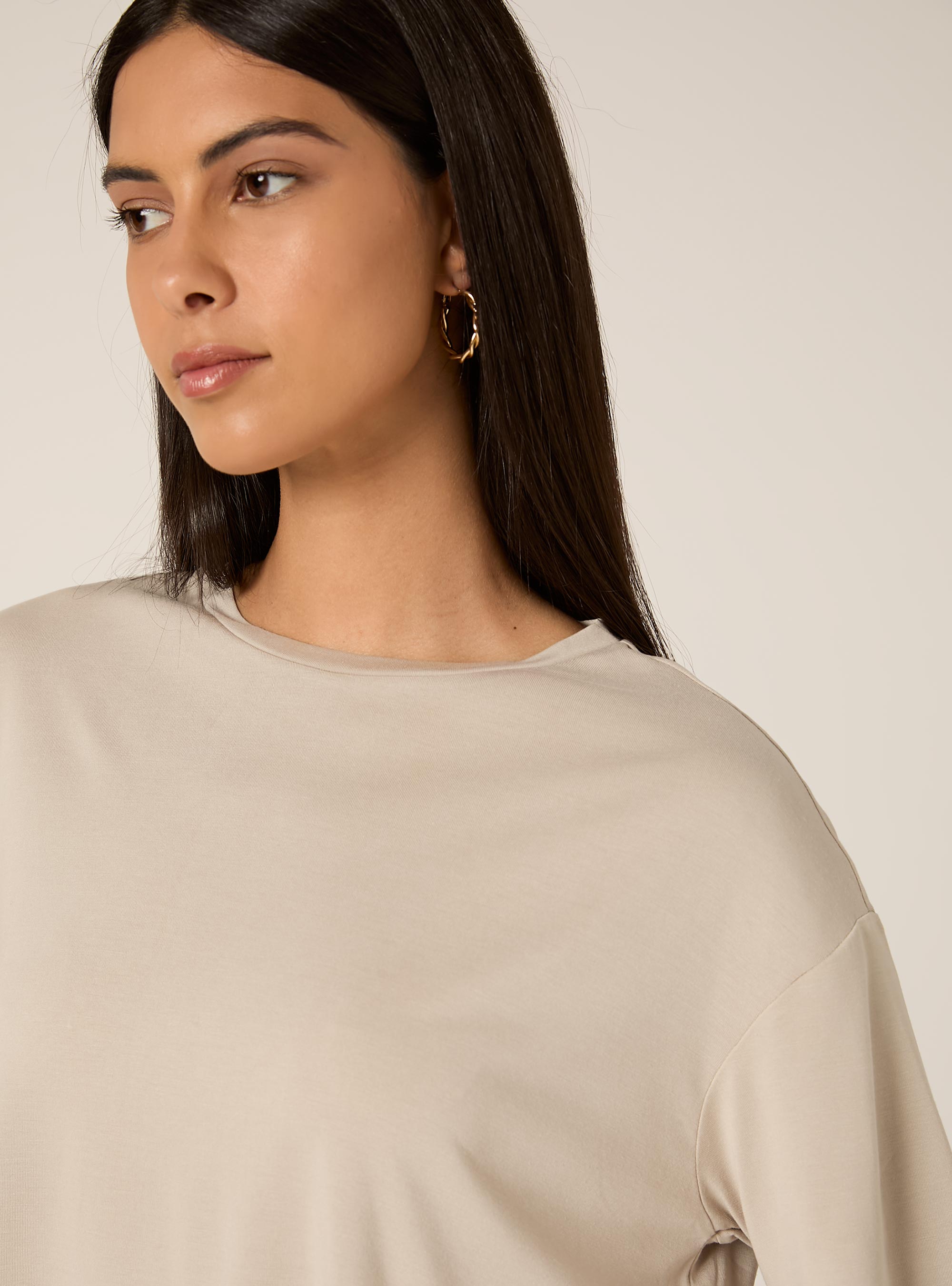 Maglietta cropped soft touch, BG2 BEIGE MEDIUM