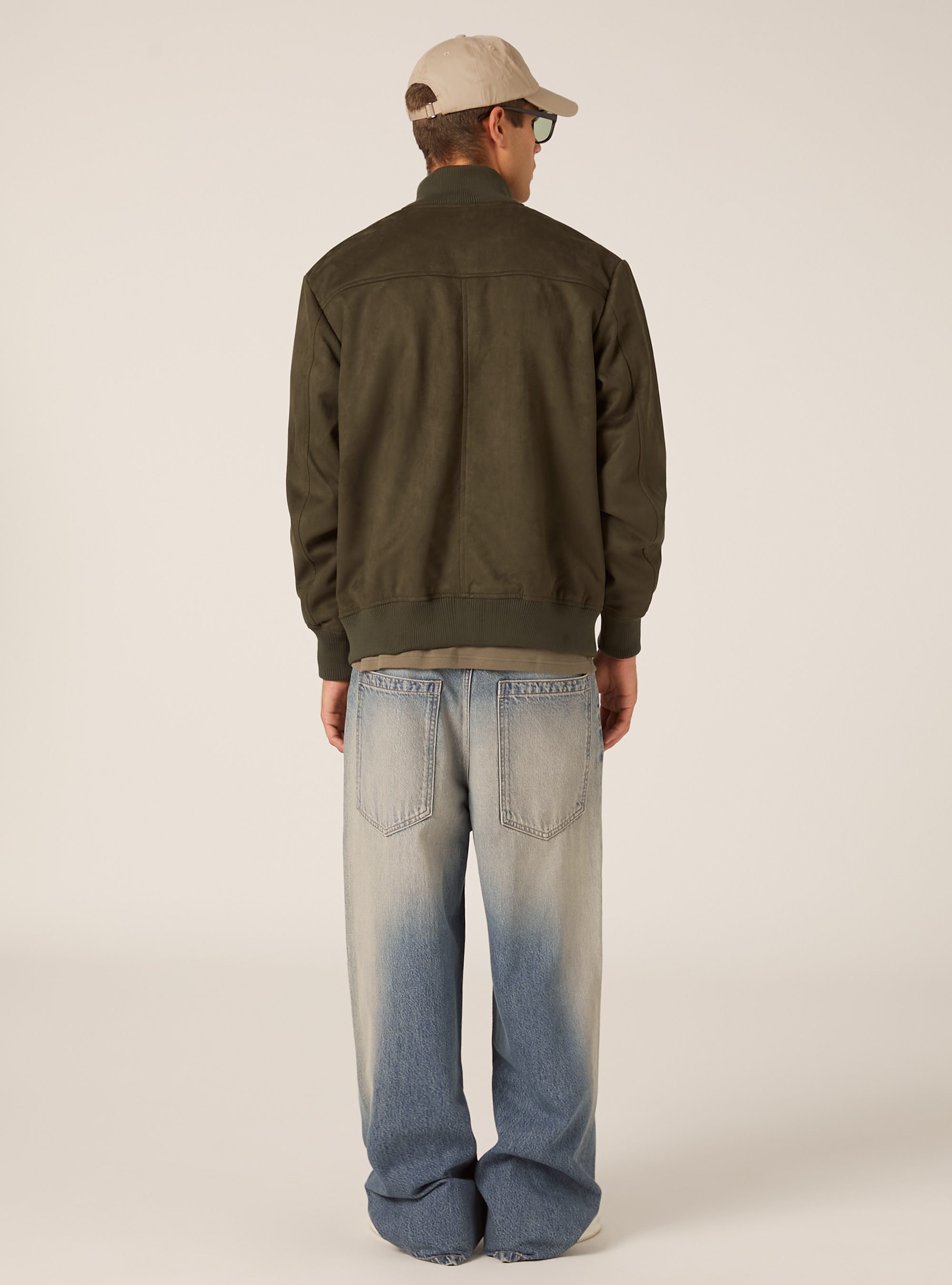 Suede-effect bomber jacket, KY1 KAKY DARK