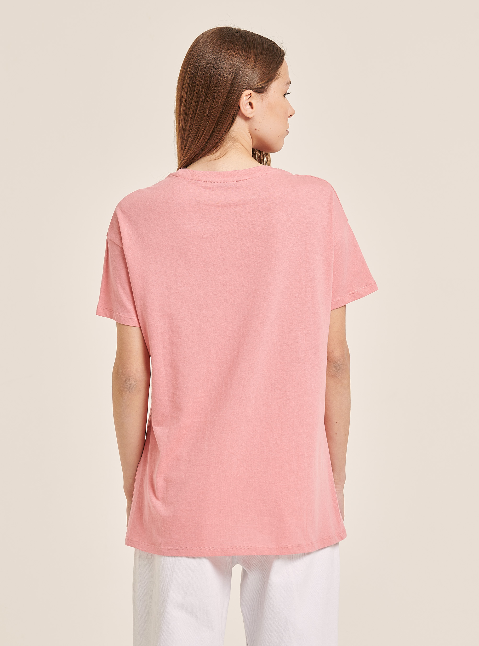 Buntes T-Shirt mit Aufdruck, C023 PINK