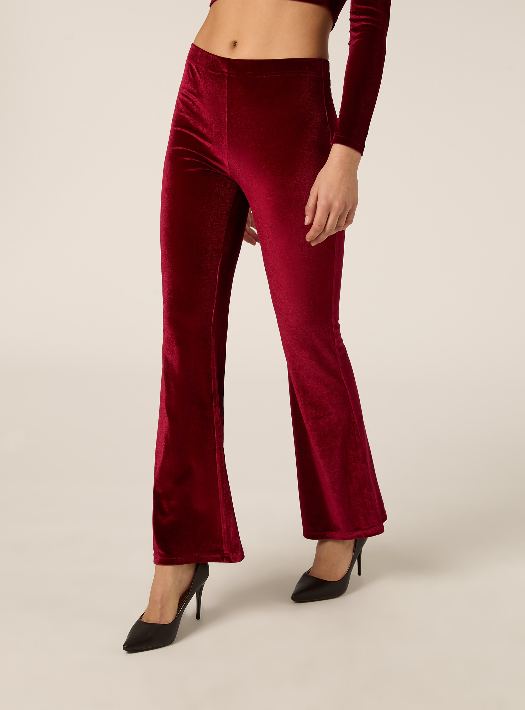Pantaloni flare in velluto, RD2 RED MEDIUM