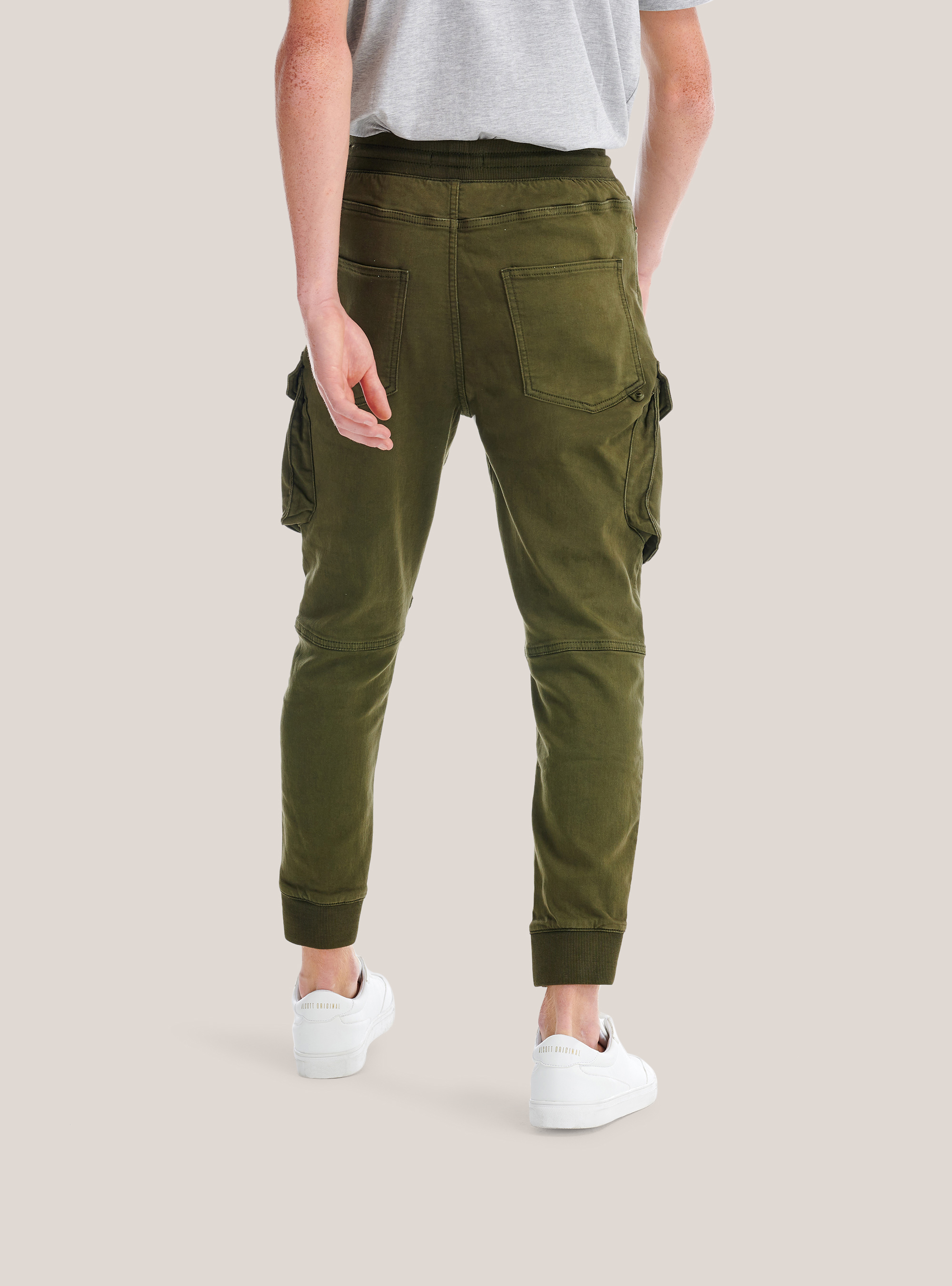 Jogger con coulisse e tasche, KAKI