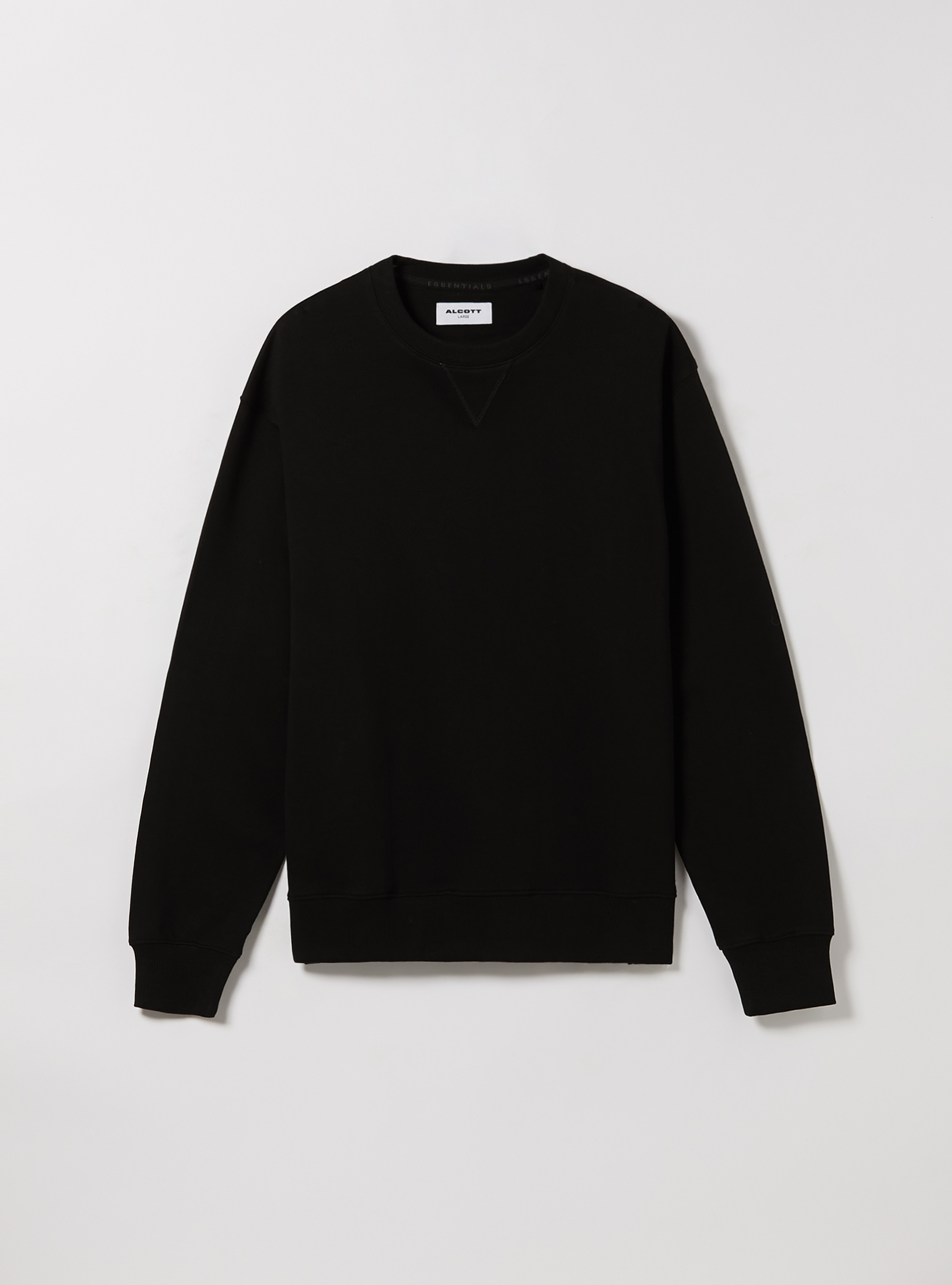 Felpa girocollo tinta unita, BK1 BLACK