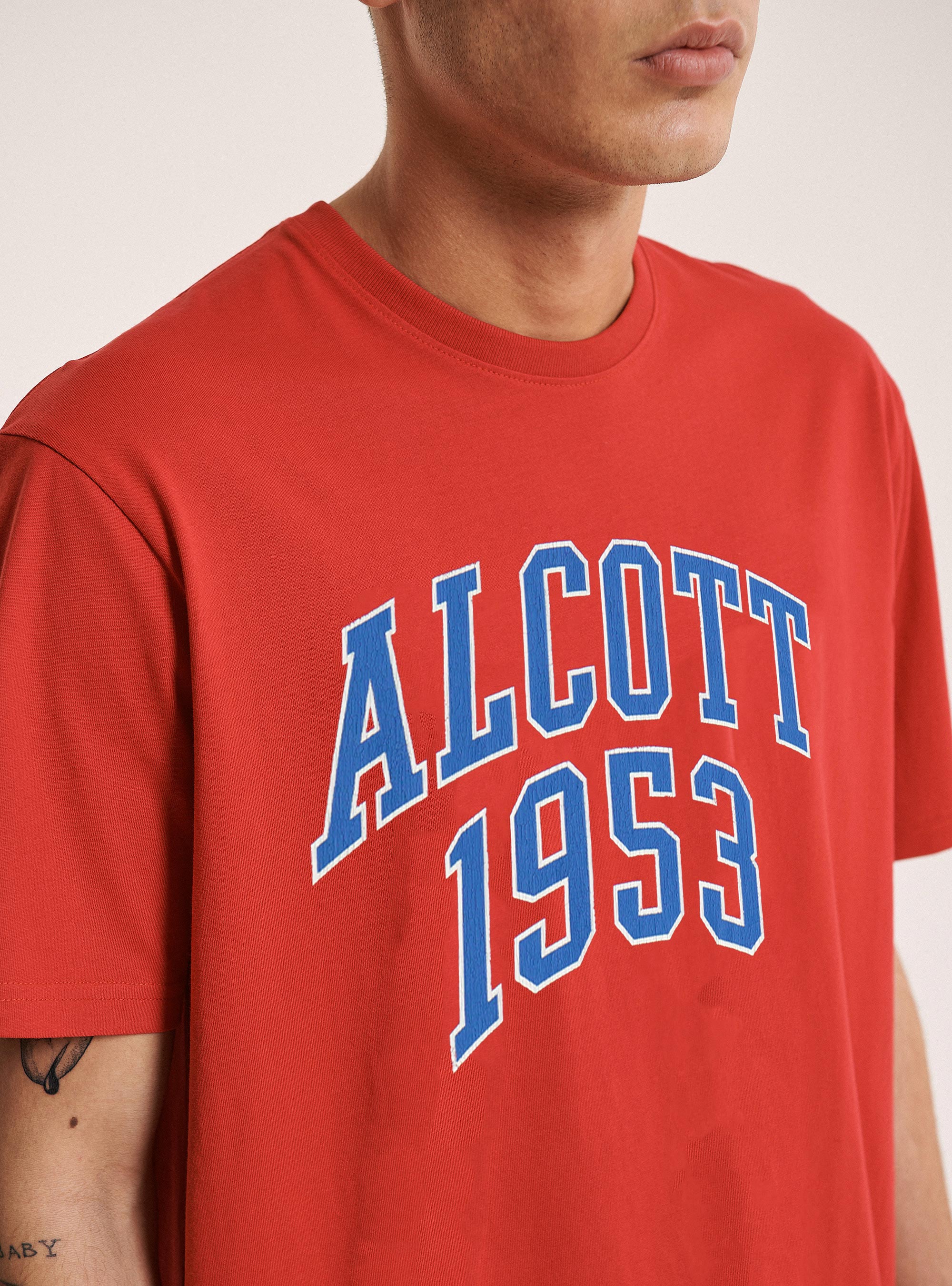 Baumwoll-T-Shirt mit Logodruck, C3393 RED