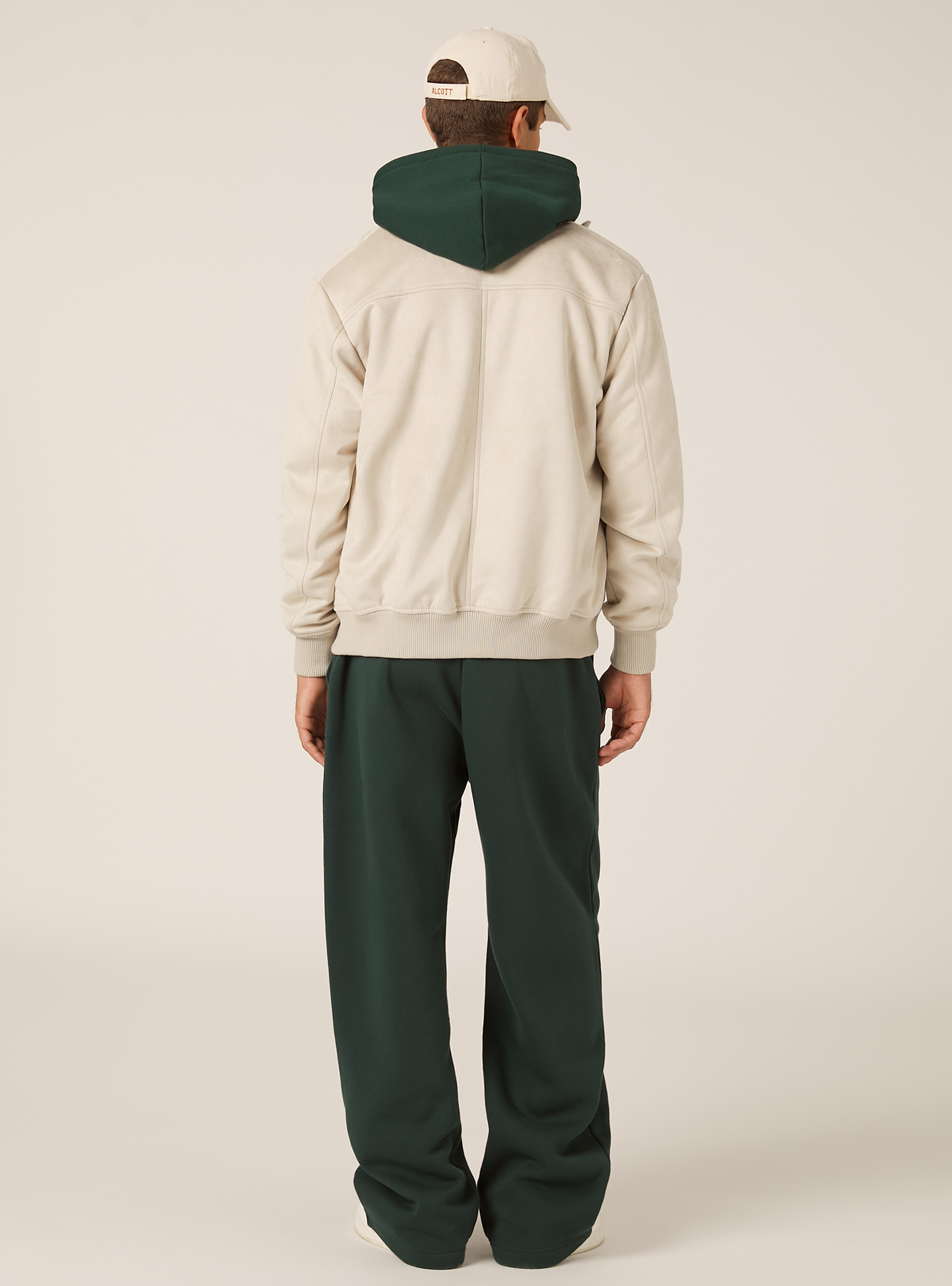 Suede-effect bomber jacket, CR3 CREAM LIGHT