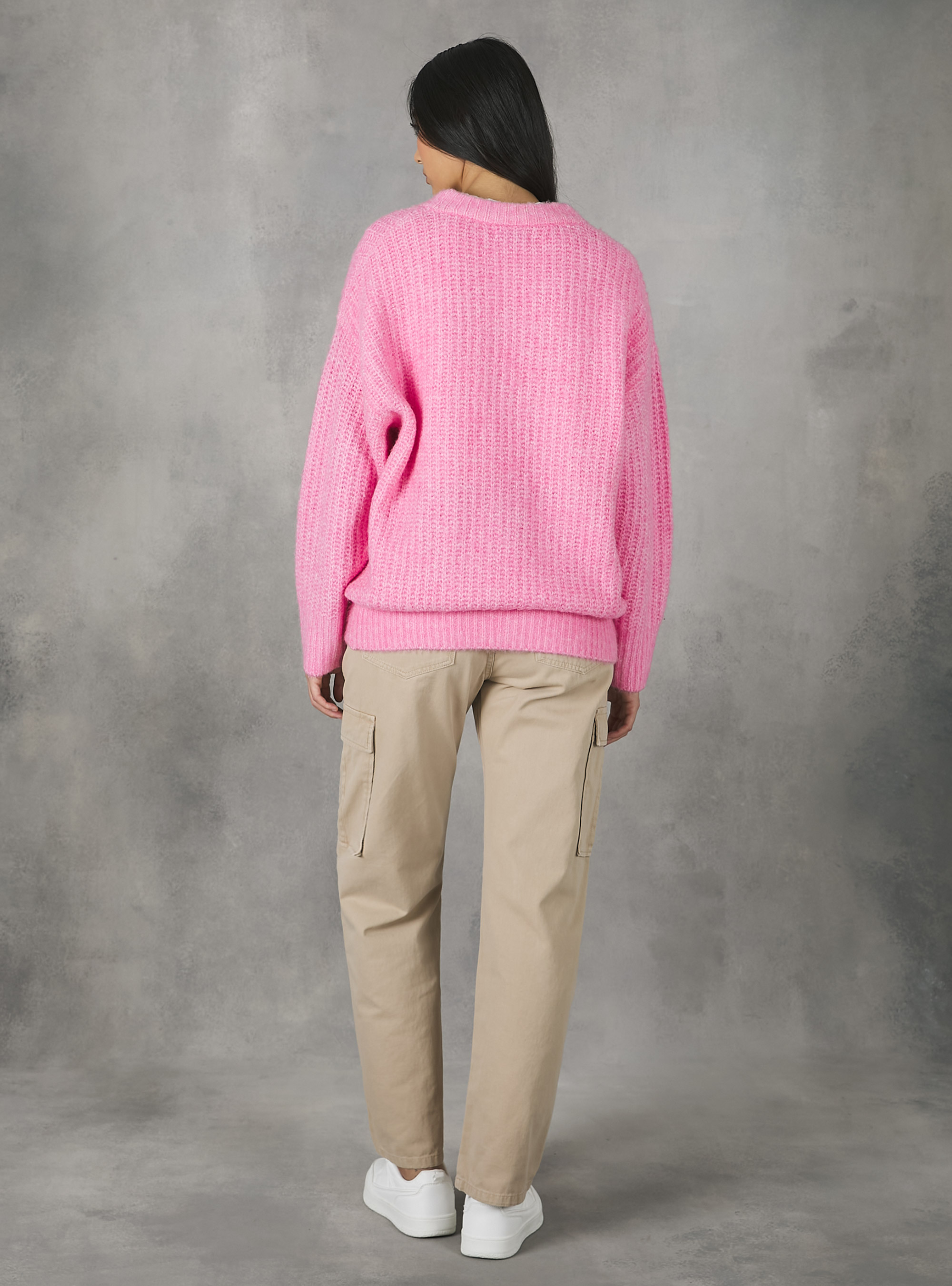 Ribbed cardigan pullover, MPK2 PINK MEL MEDIUM