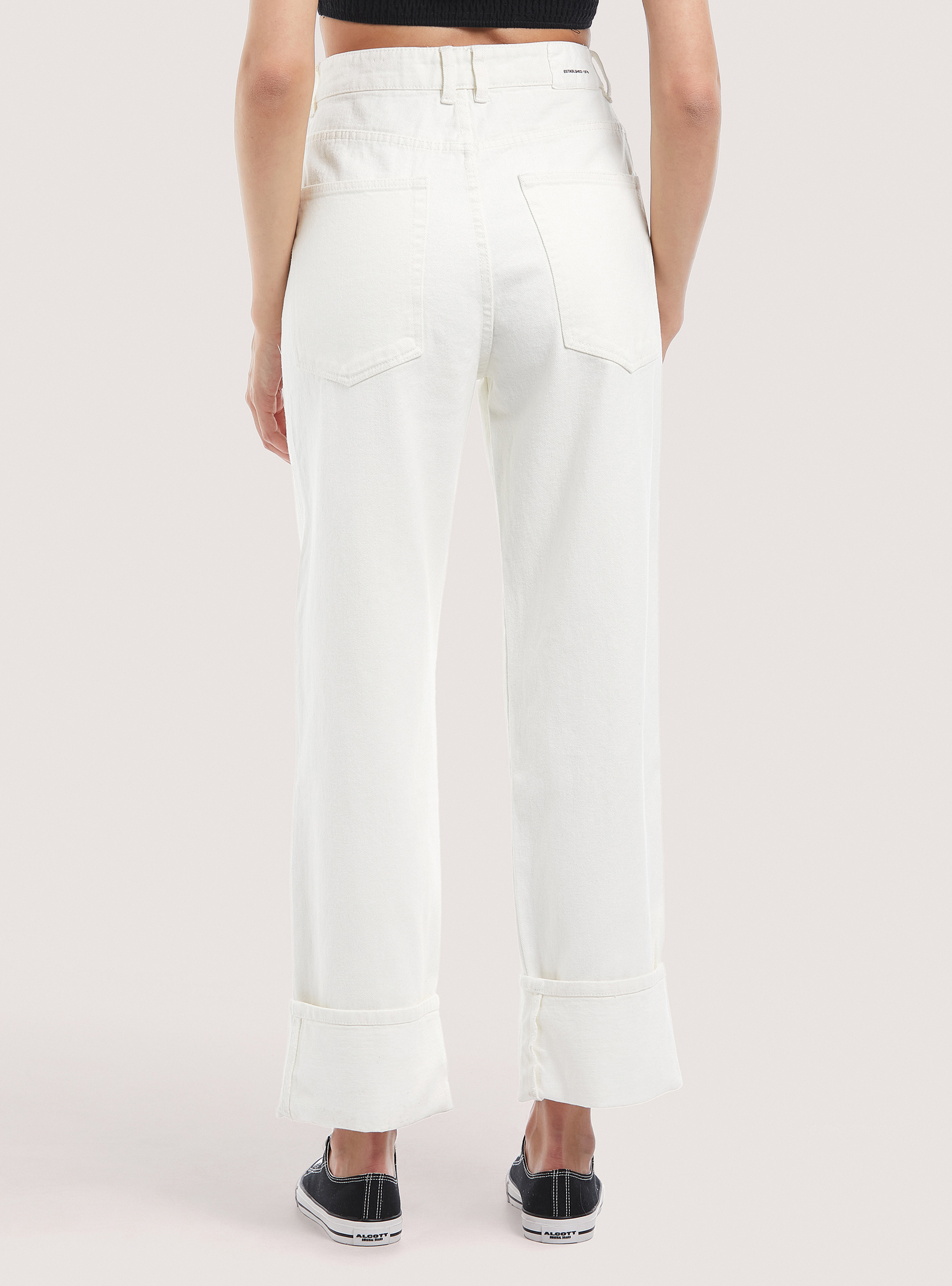 Cotton wide leg trousers, WH1 OFF WHITE