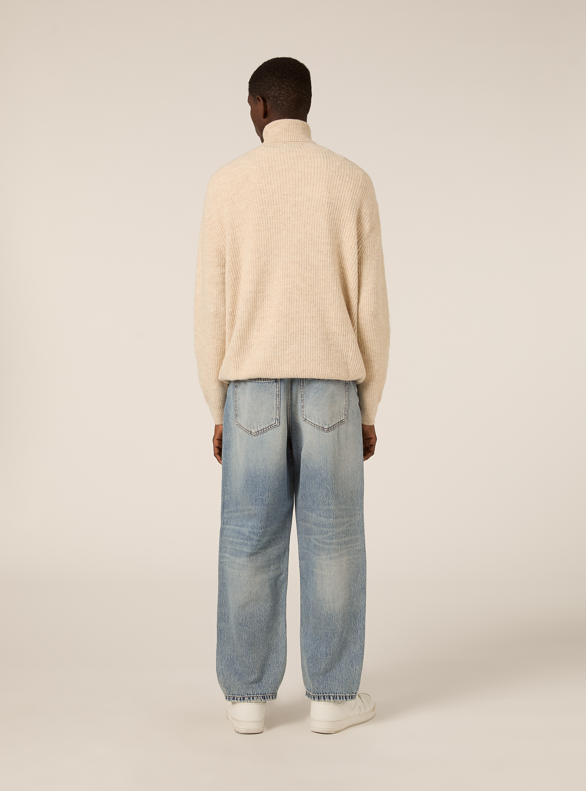 Maglia collo alto costa inglese, MBG3 BEIGE MEL LIGHT