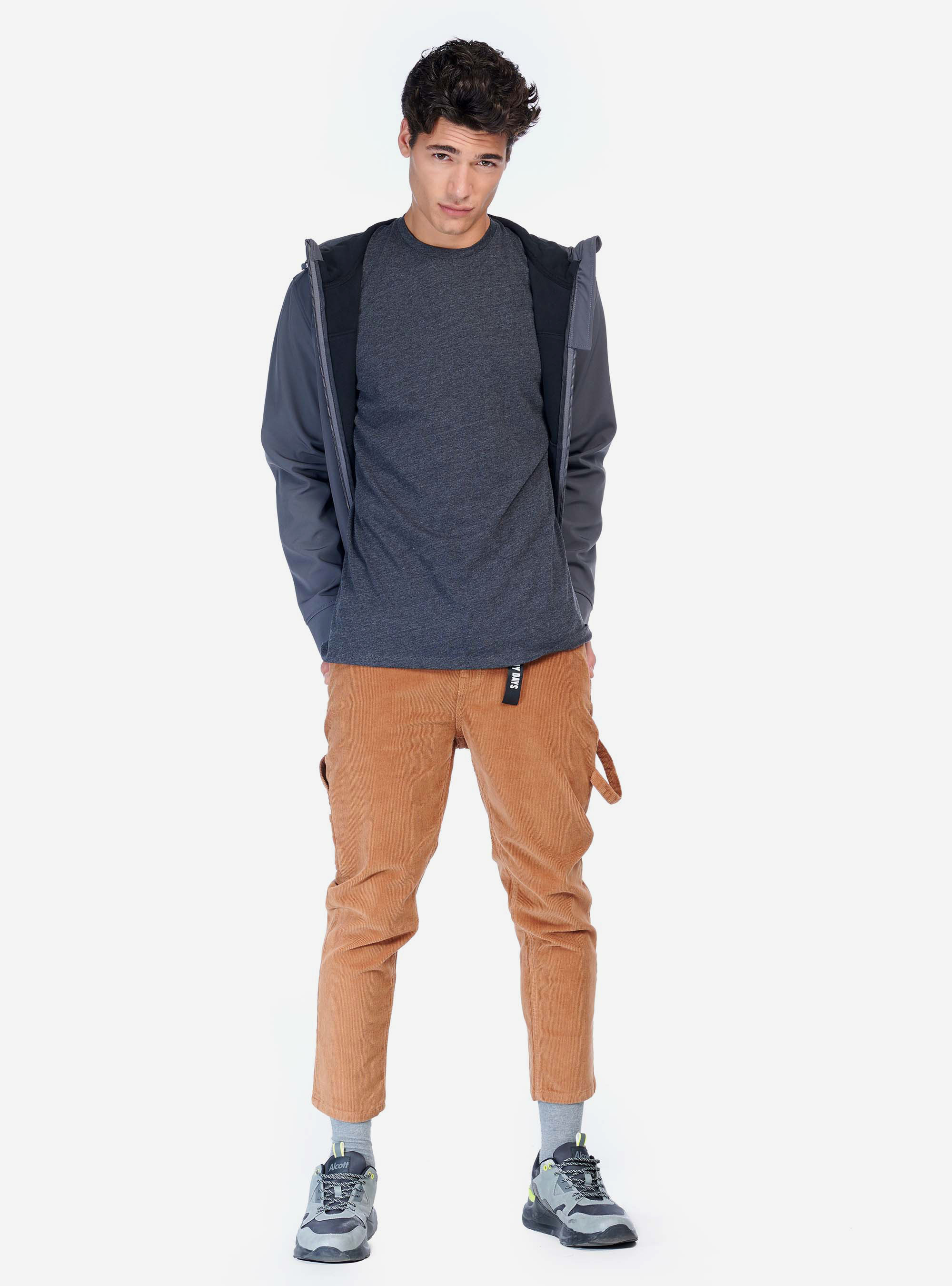 COLOR BLOCK T-SHIRT, C135 GREY MELANGE