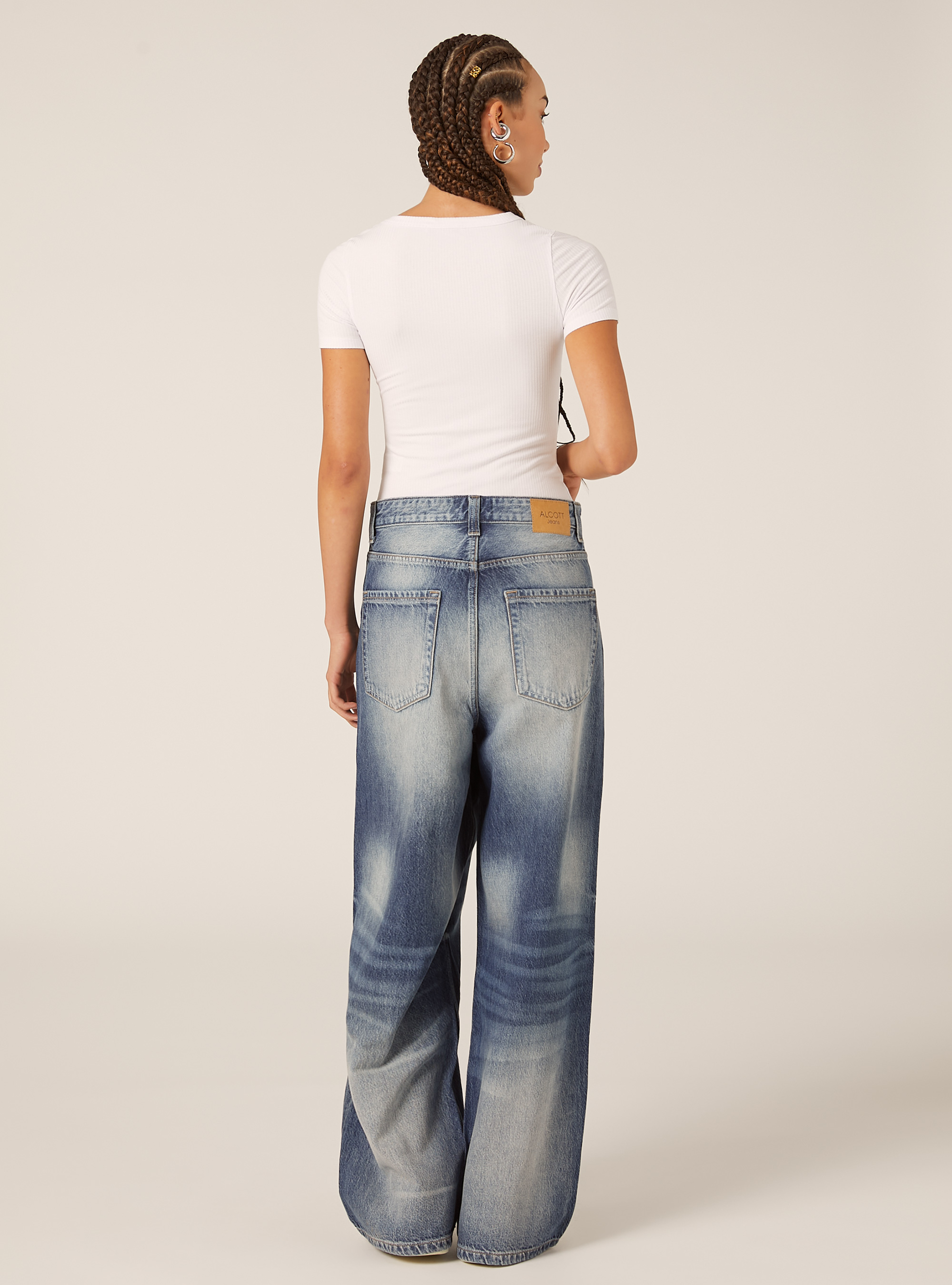 Body à manches courtes cotelées, WH3 WHITE