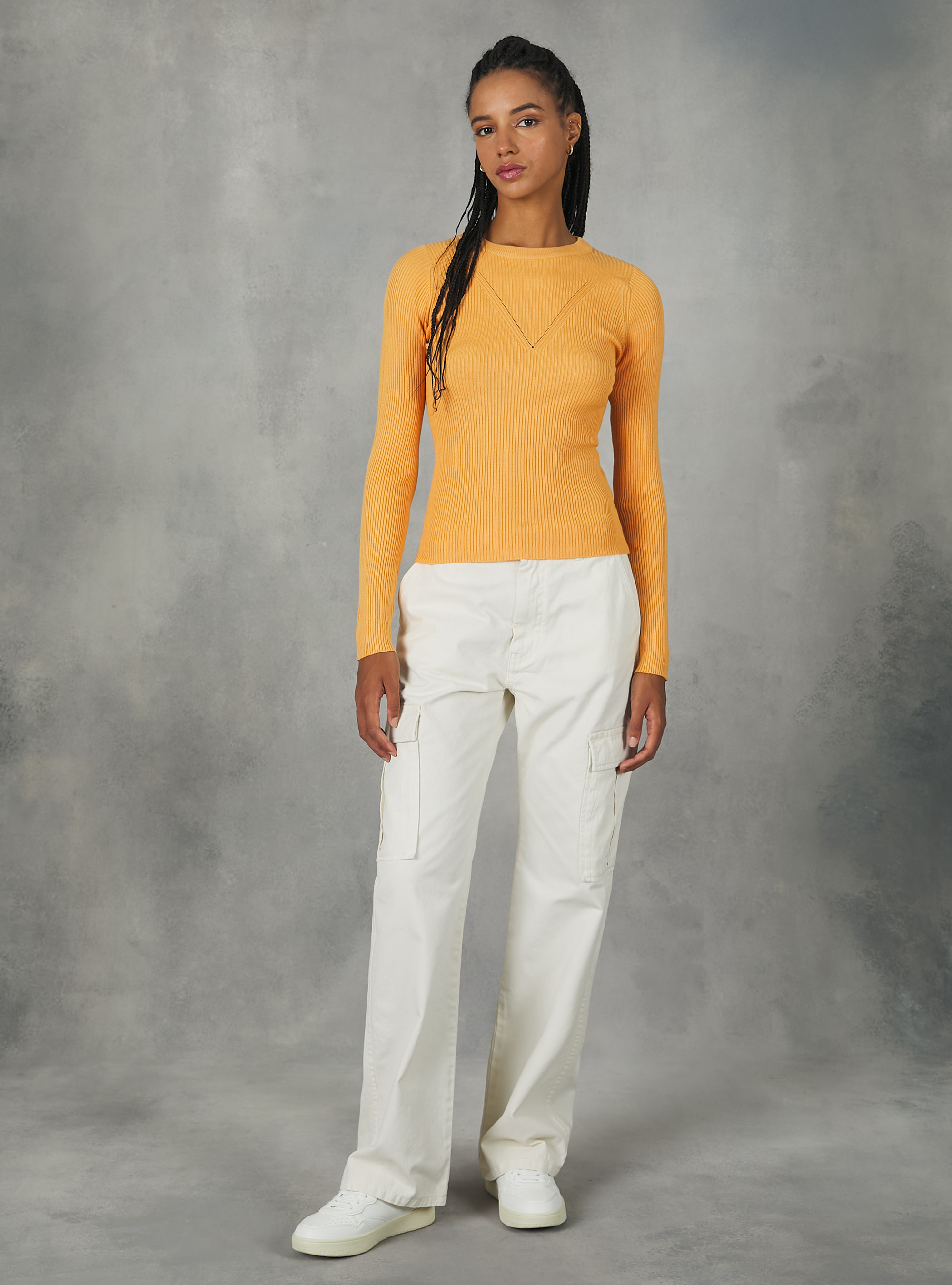 Pullover with V motif, OR3 ORANGE LIGHT