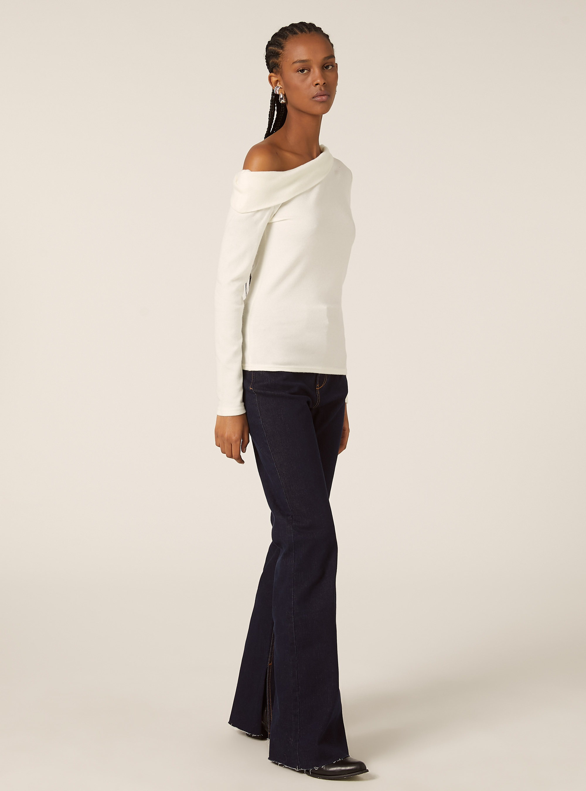 Maglia scollo bardot, WH2 WHITE