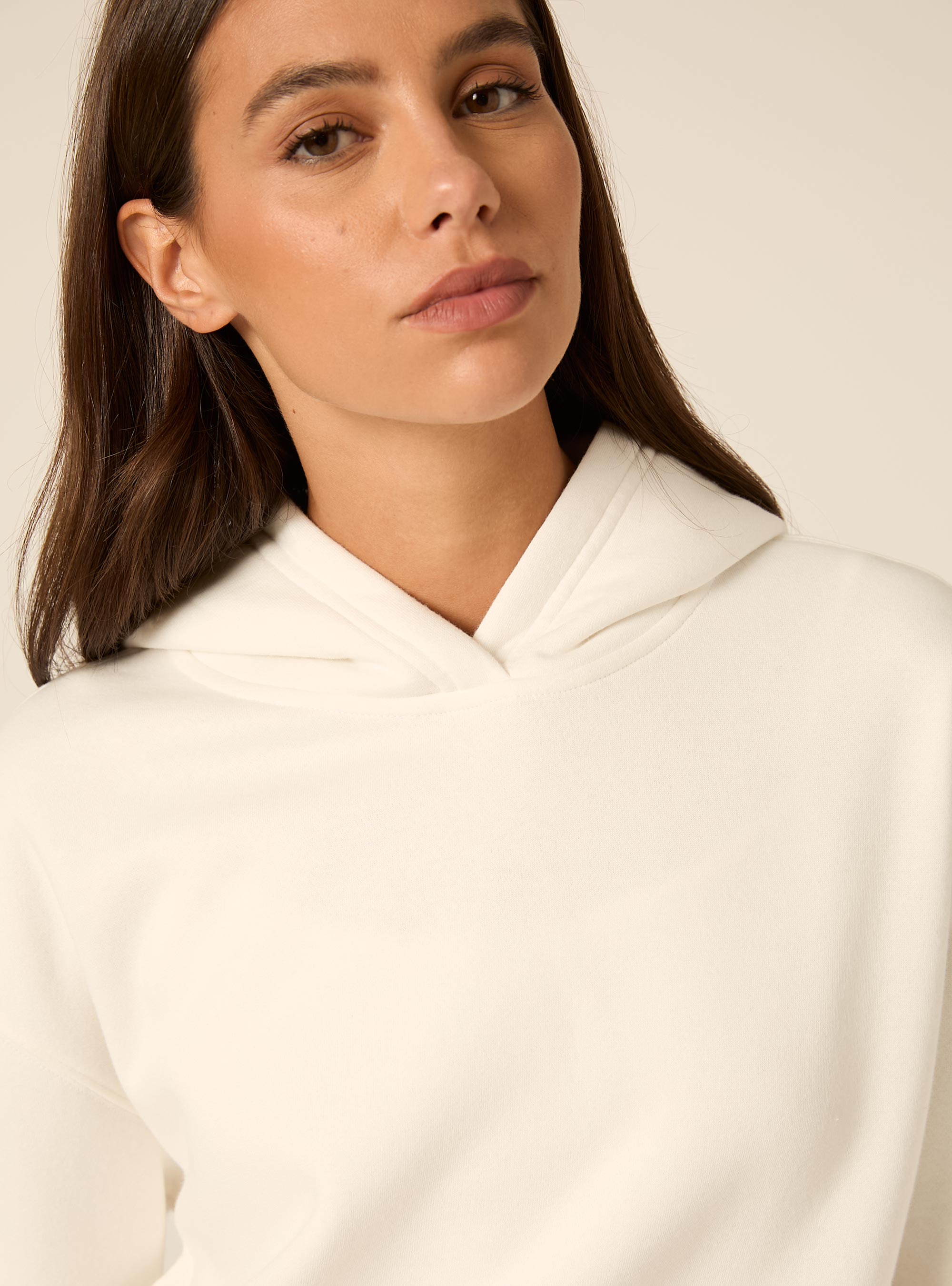Felpa boxy con cappuccio, WH1 OFF WHITE