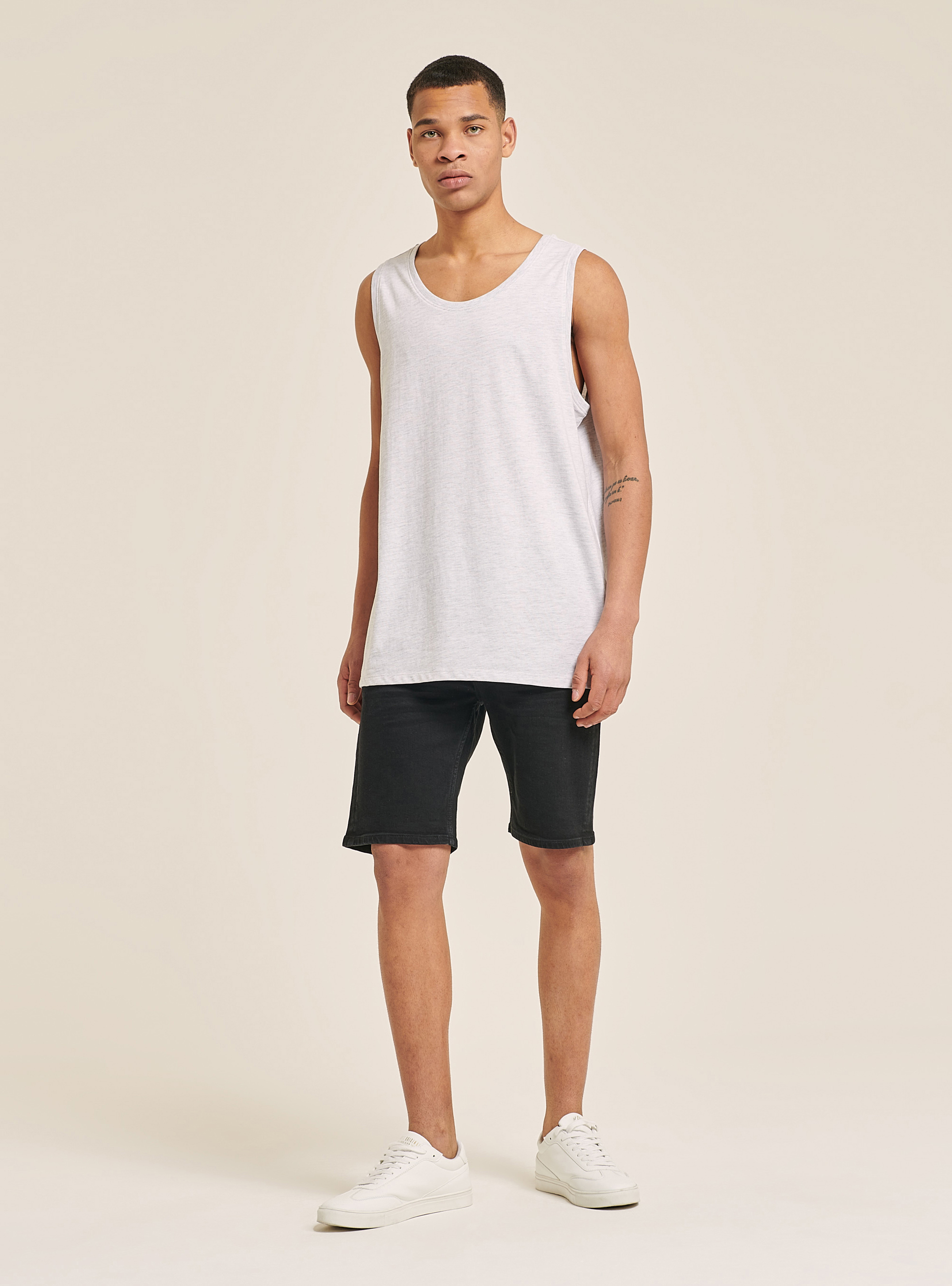 Einfarbiges Basic-Tanktop aus reiner Baumwolle, C148 ICE MELANGE