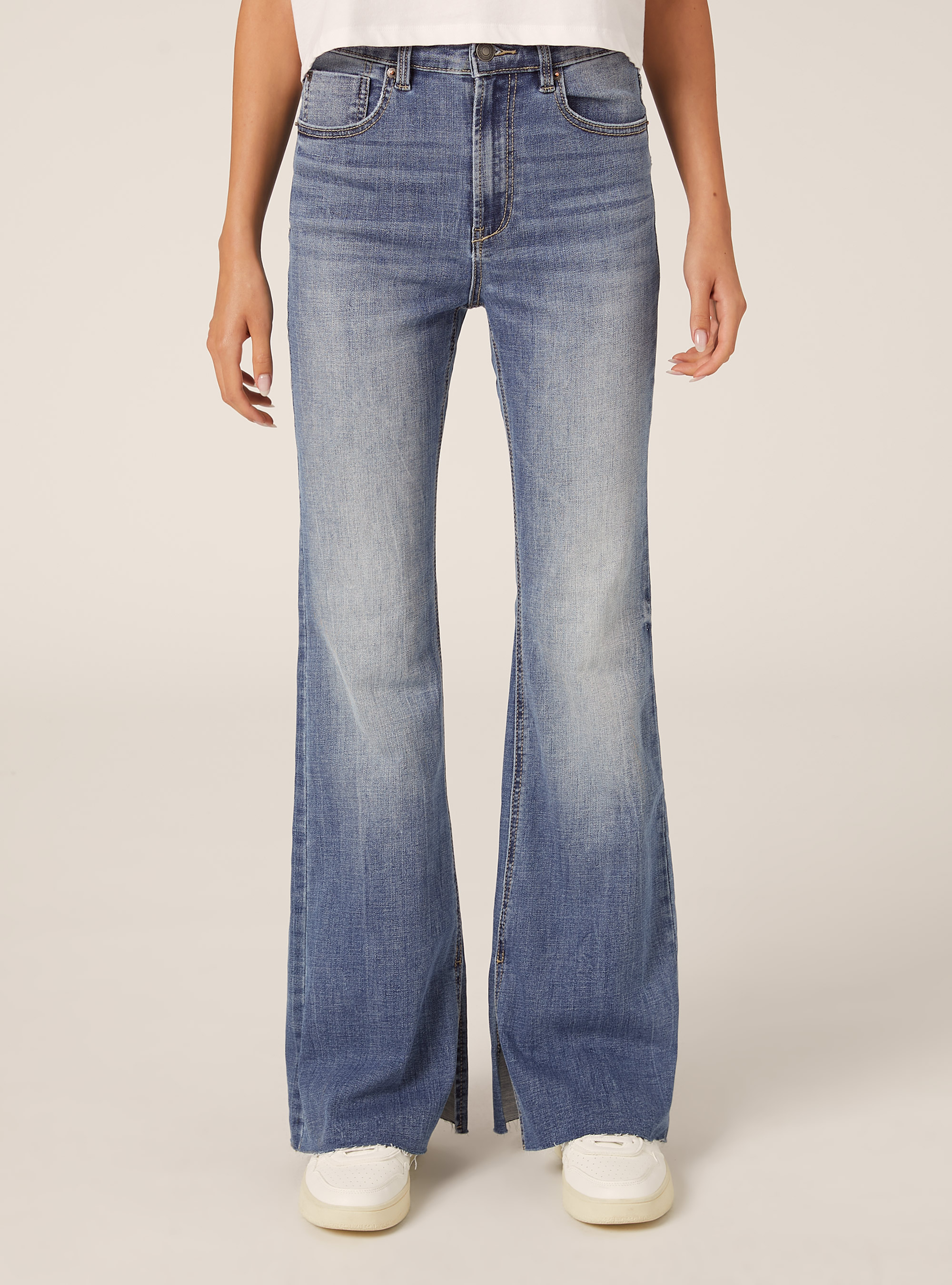 High-waisted flare jeans, D006 AZURE