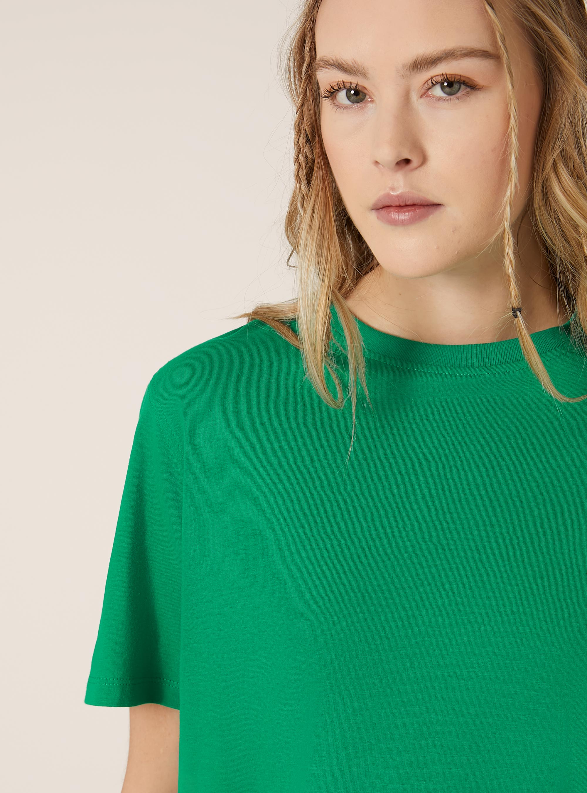 Camiseta de algodón con cuello redondo, GN2 GREEN MEDIUM