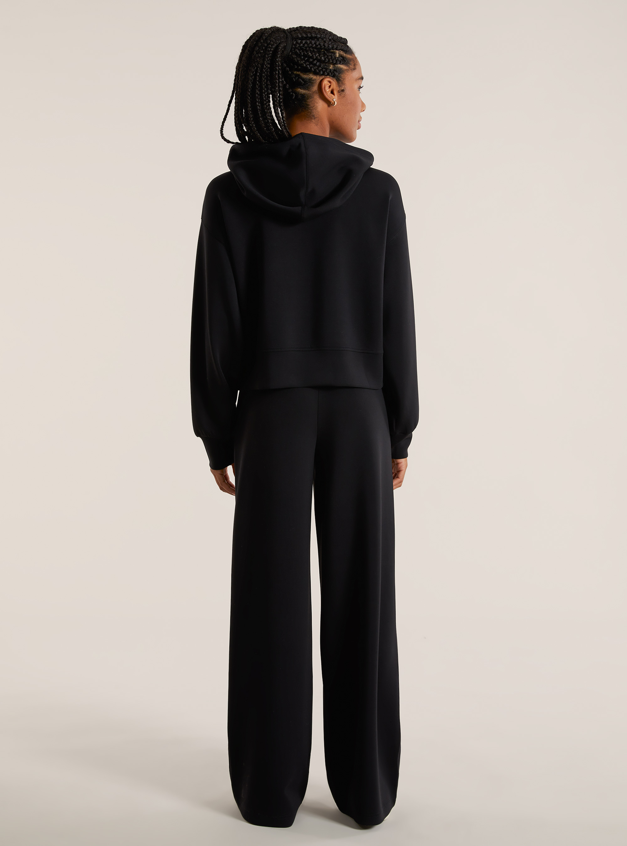 Felpa cropped soft touch, BK1 BLACK