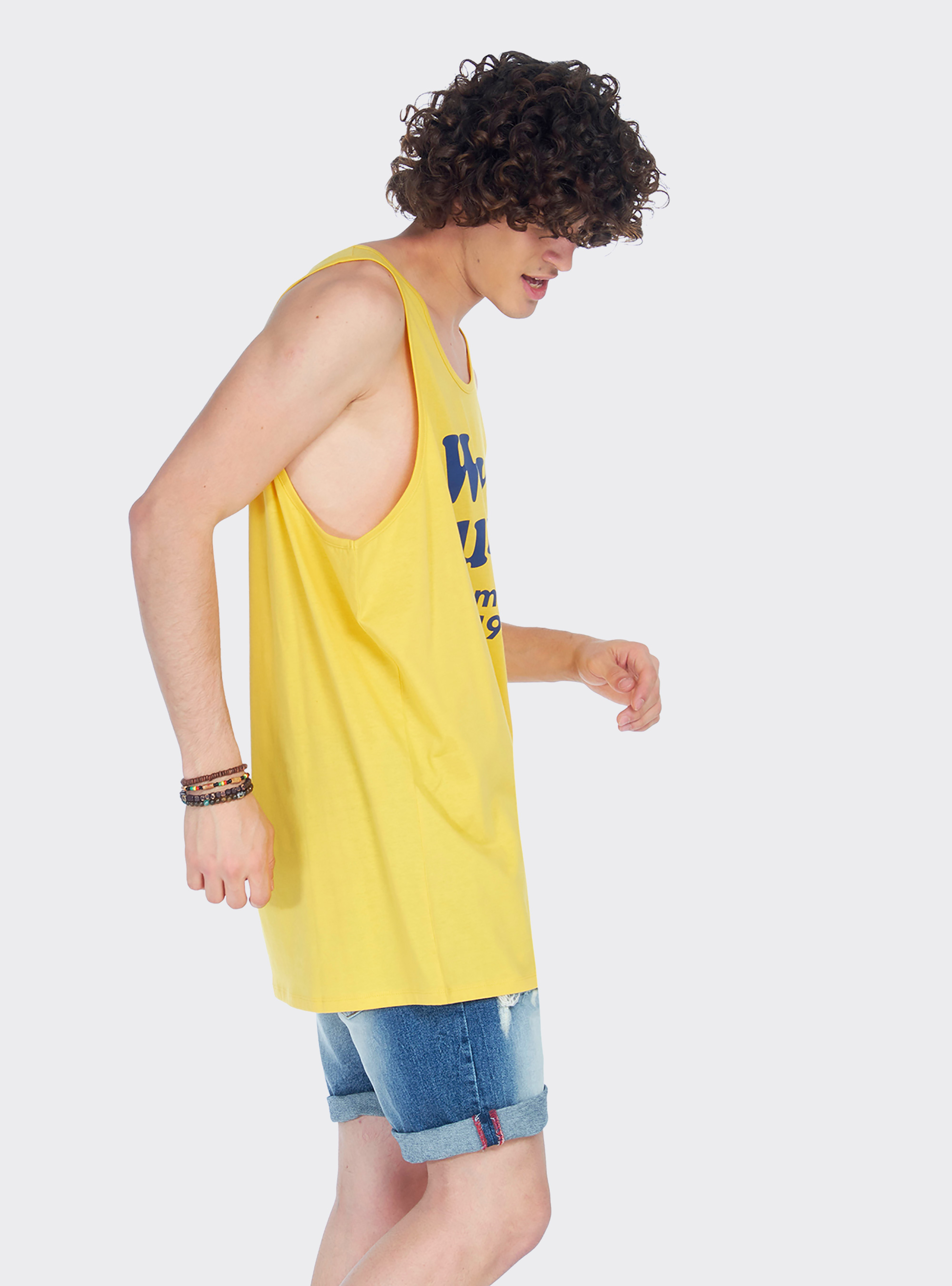 Canotta long e oversize fit con stampa lettering, C7713 YELLOW