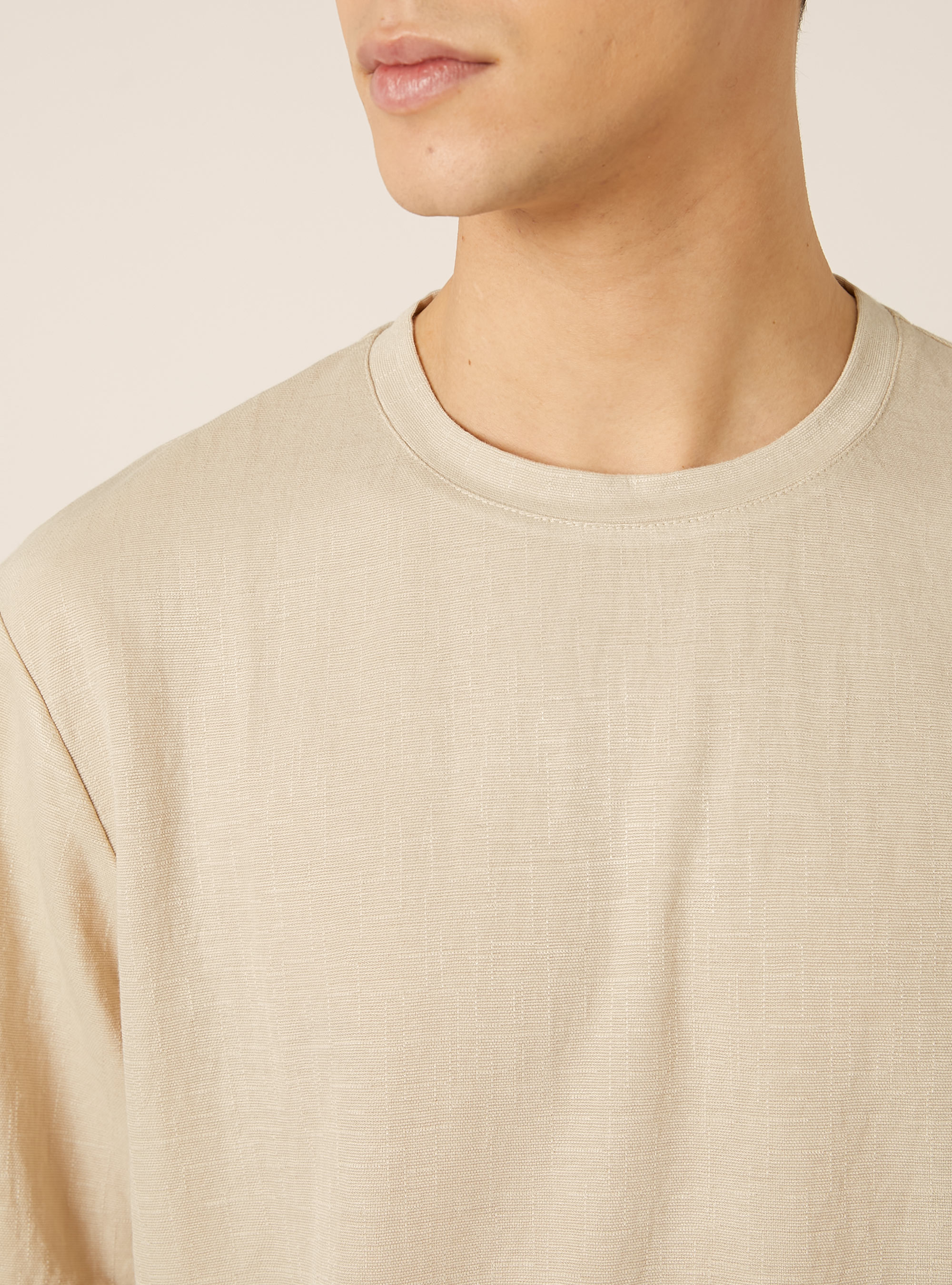 Boxy Fit Textured T-Shirt, BG2 BEIGE MEDIUM