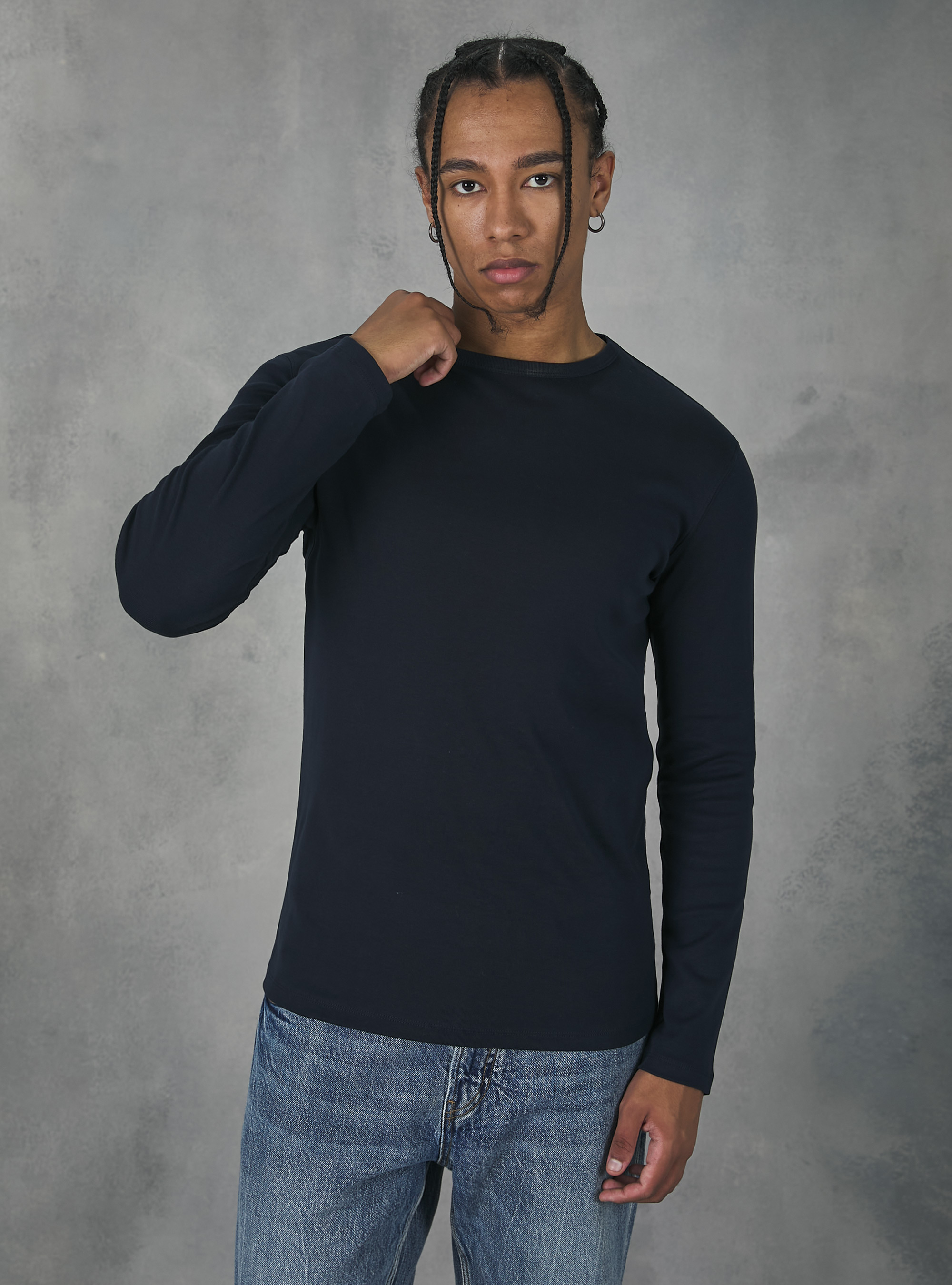Long-sleeved cotton T-shirt, NA1 NAVY DARK
