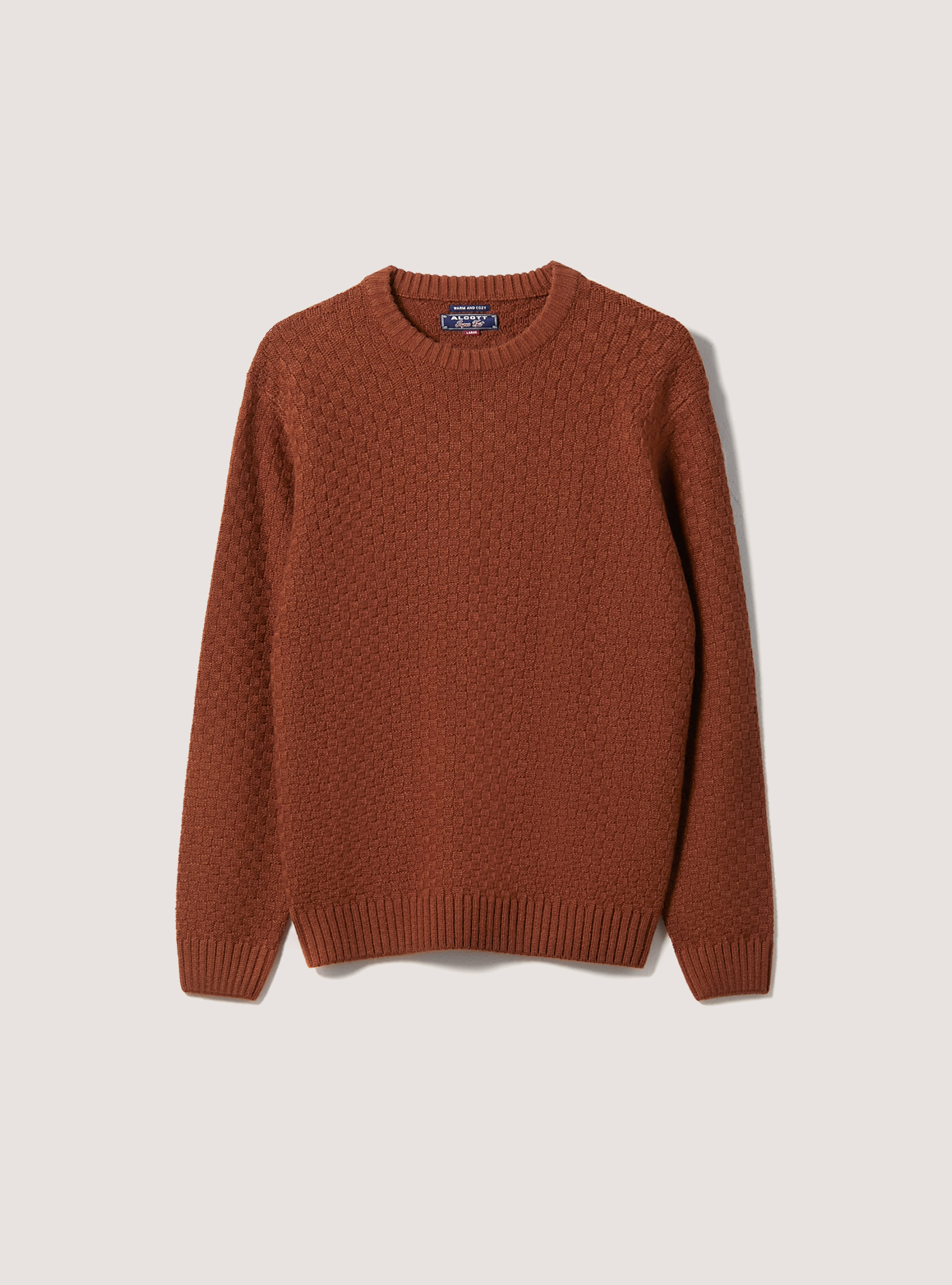 Pullover caldo con texture geometrica, TB1 TOBACCO DARK