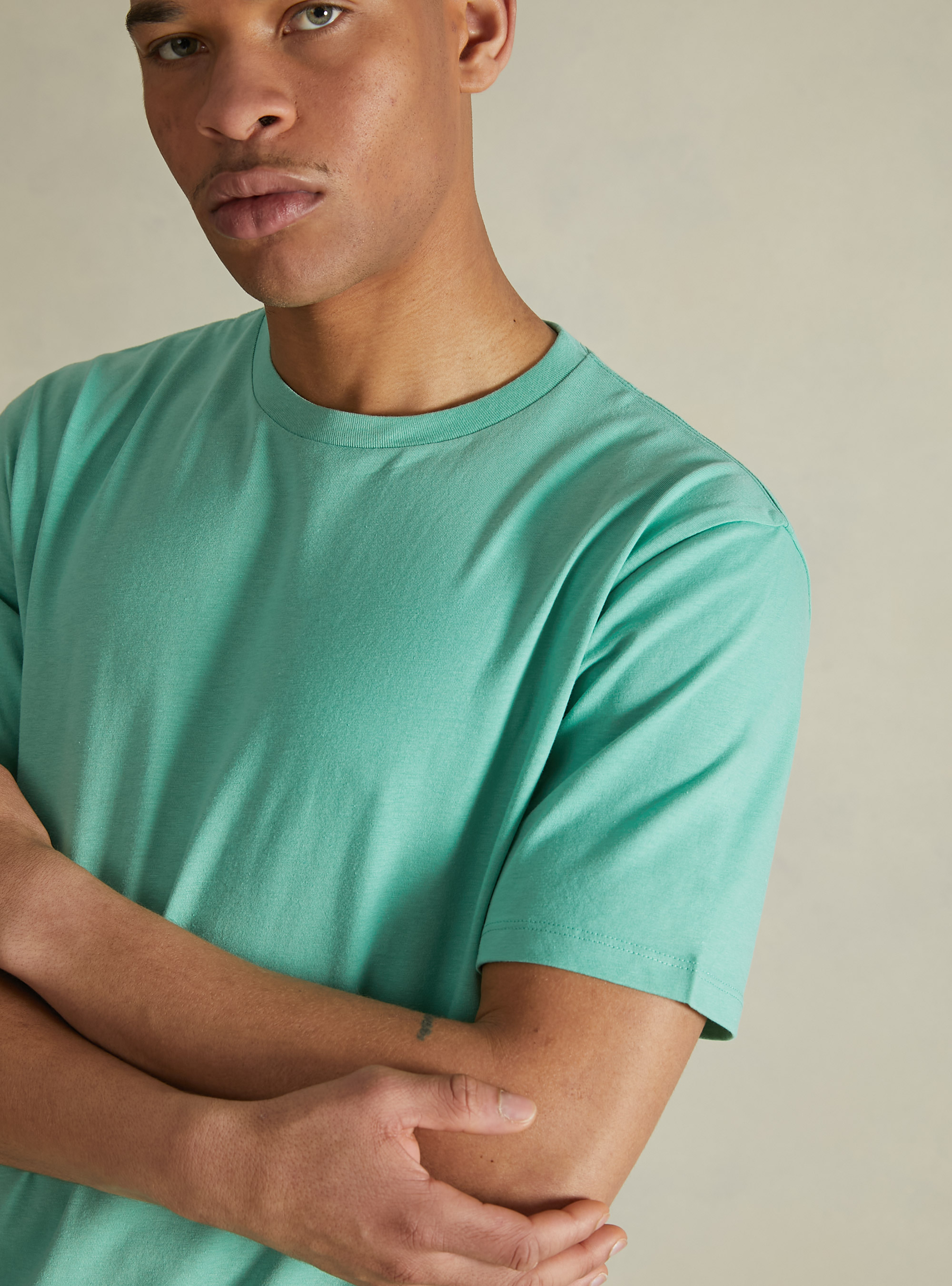 T-shirt en coton à col ras du cou, GA3 AQUA GREEN LIGHT