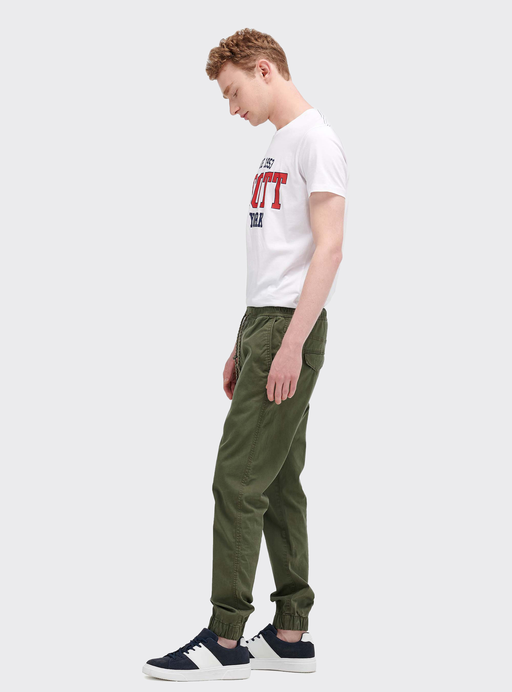 Pantalon de jogging en coton avec élastique et cordon, C6603 KAKY