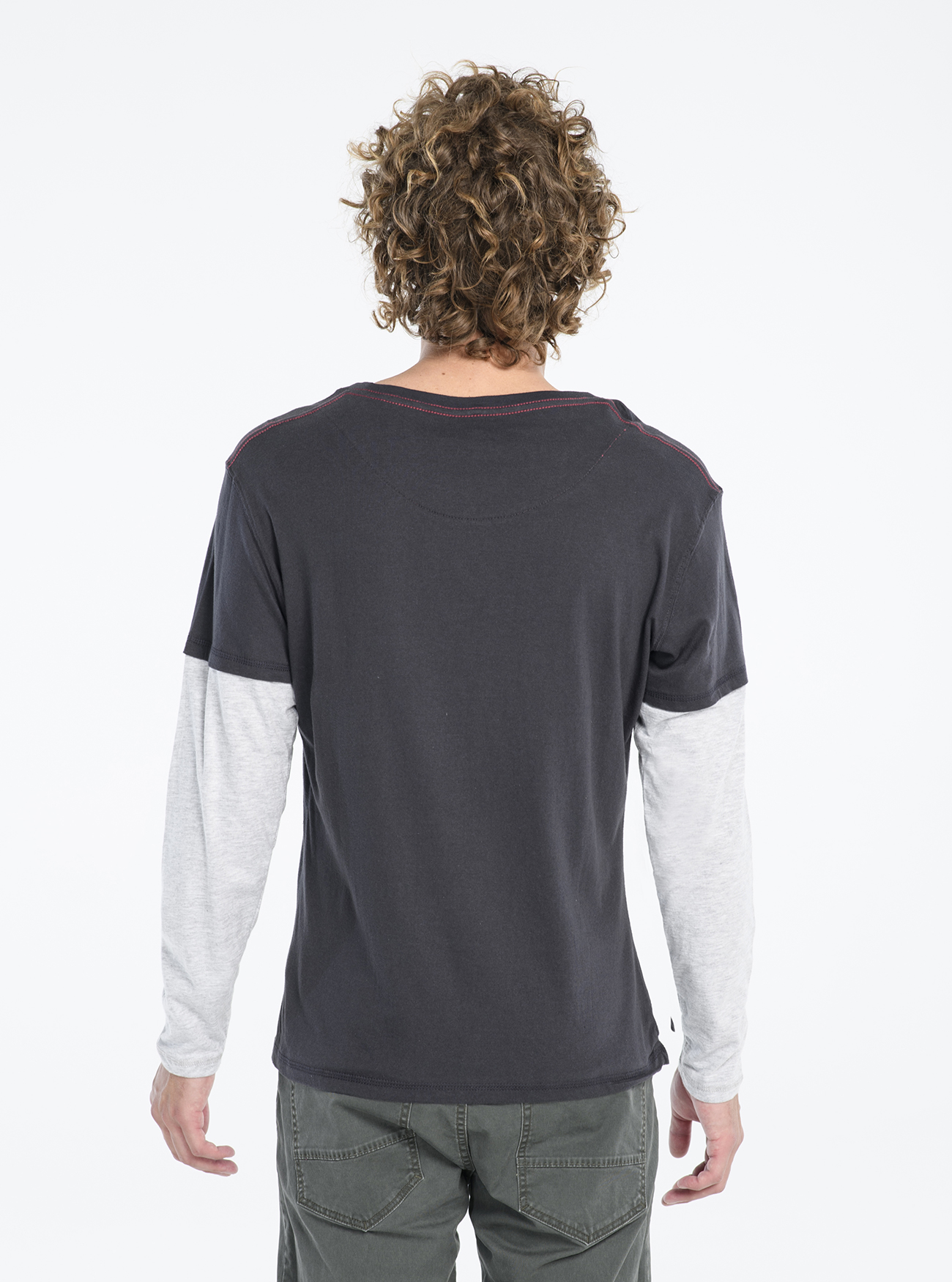 Maglietta a maniche lunghe con stampa, NERO