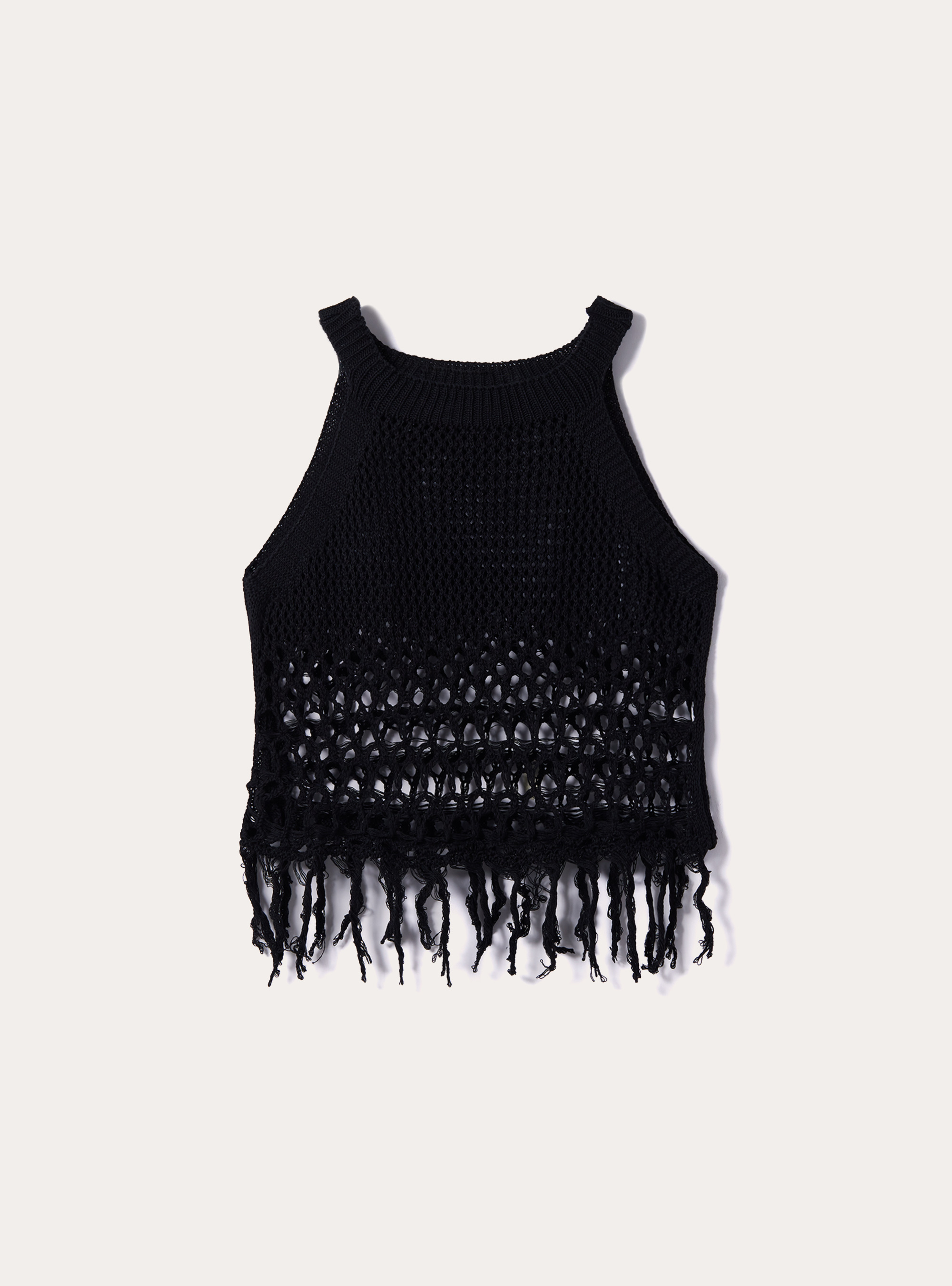 Top en crochet avec franges, BK1 BLACK