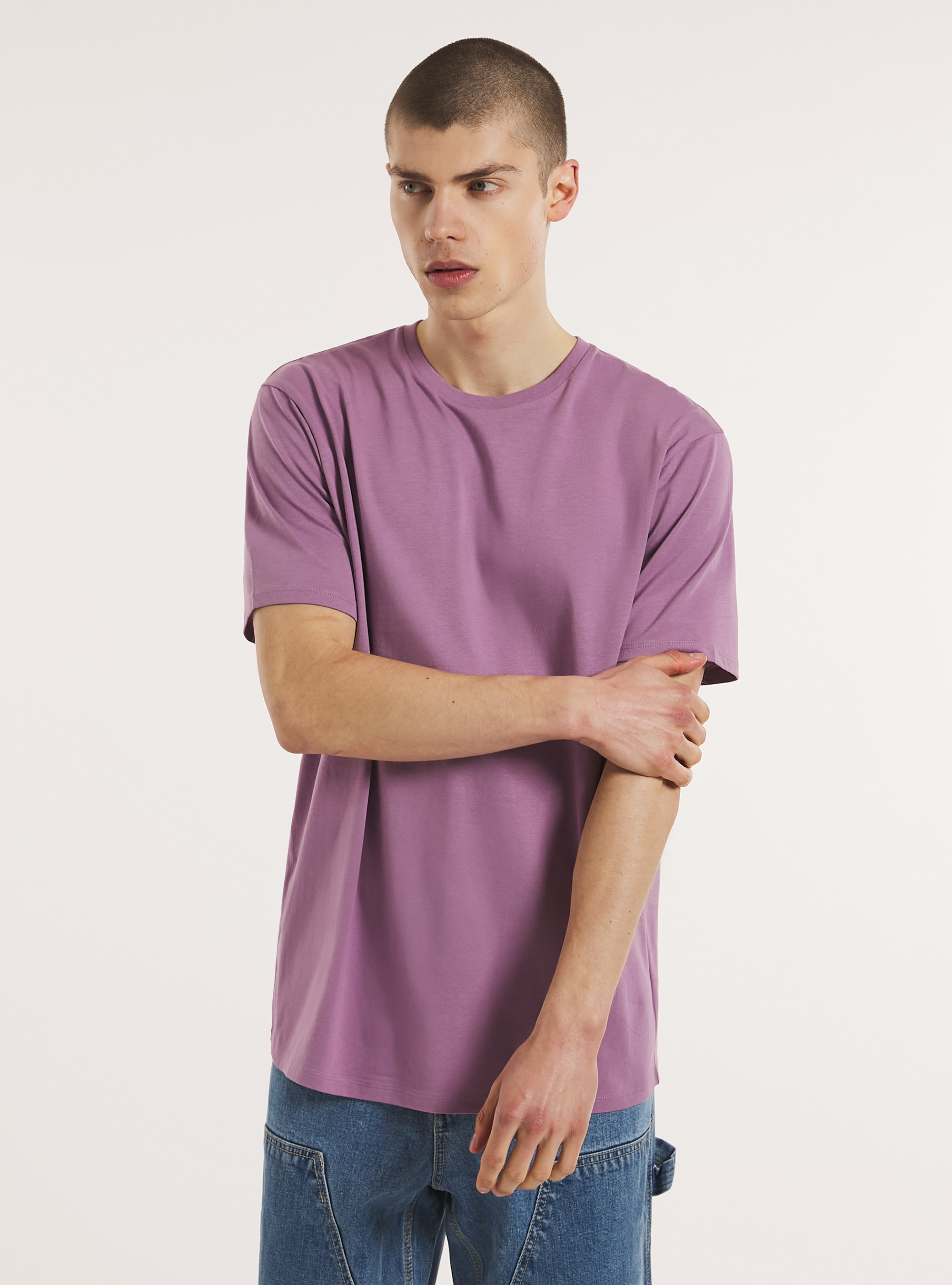 Baumwoll-T-Shirt mit Rundhalsausschnitt, LC2 LILLAC MEDIUM