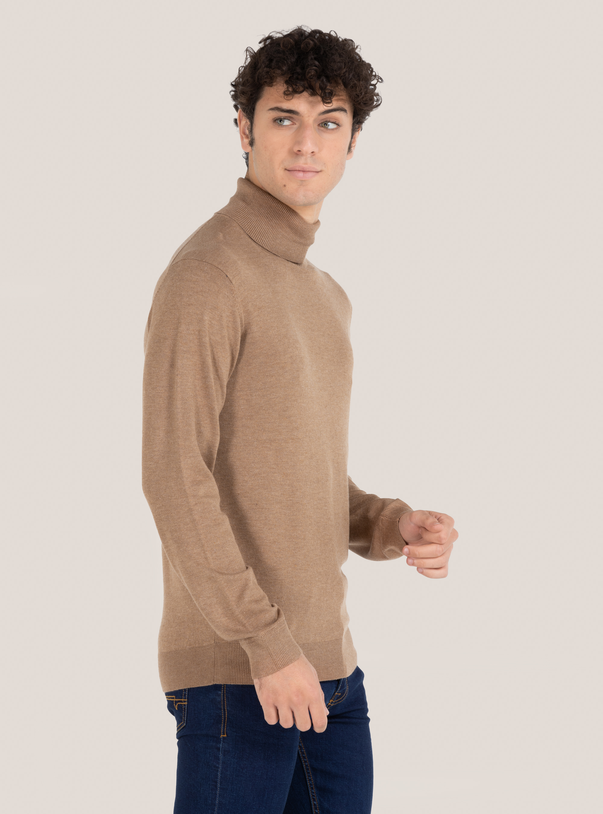 Basic turtleneck pullover, BEIGE