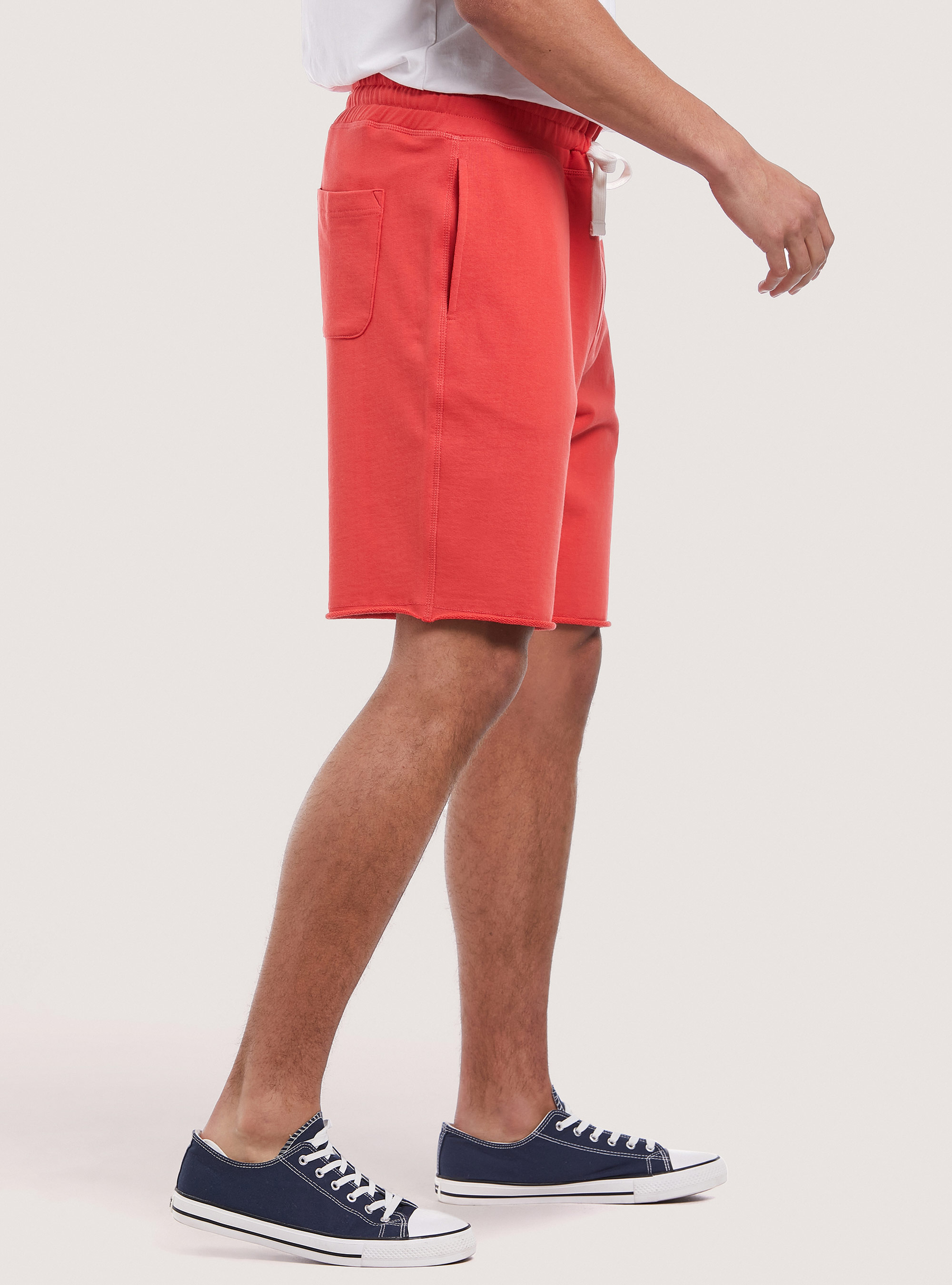 Basic cotton jogger bermuda shorts, C3444 CORAL