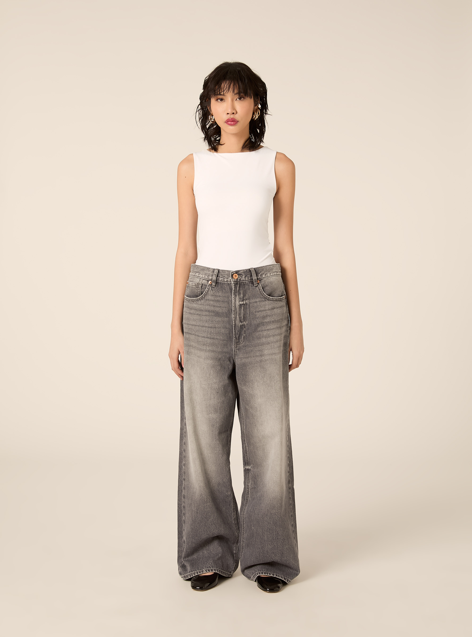 Jeans wide leg, D00G GREY