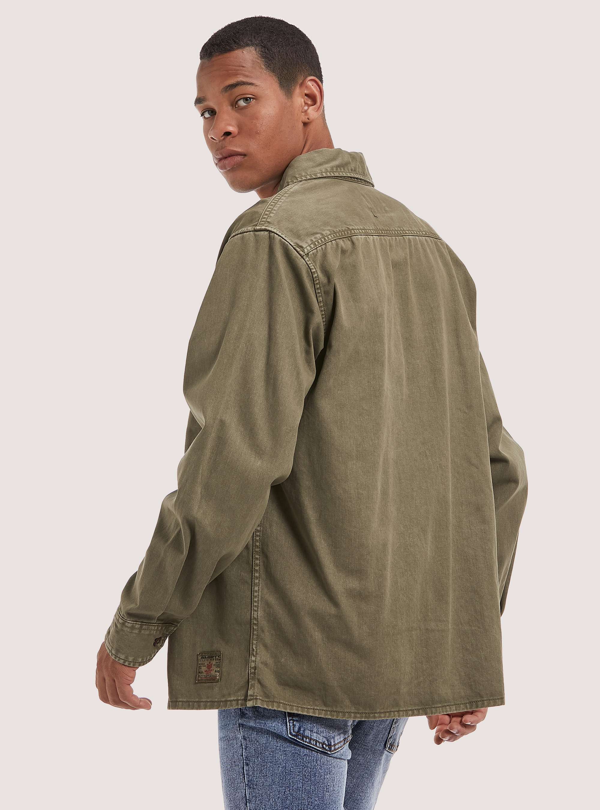Army shirt with large pockets in cotton, KY3 KAKY LIGHT