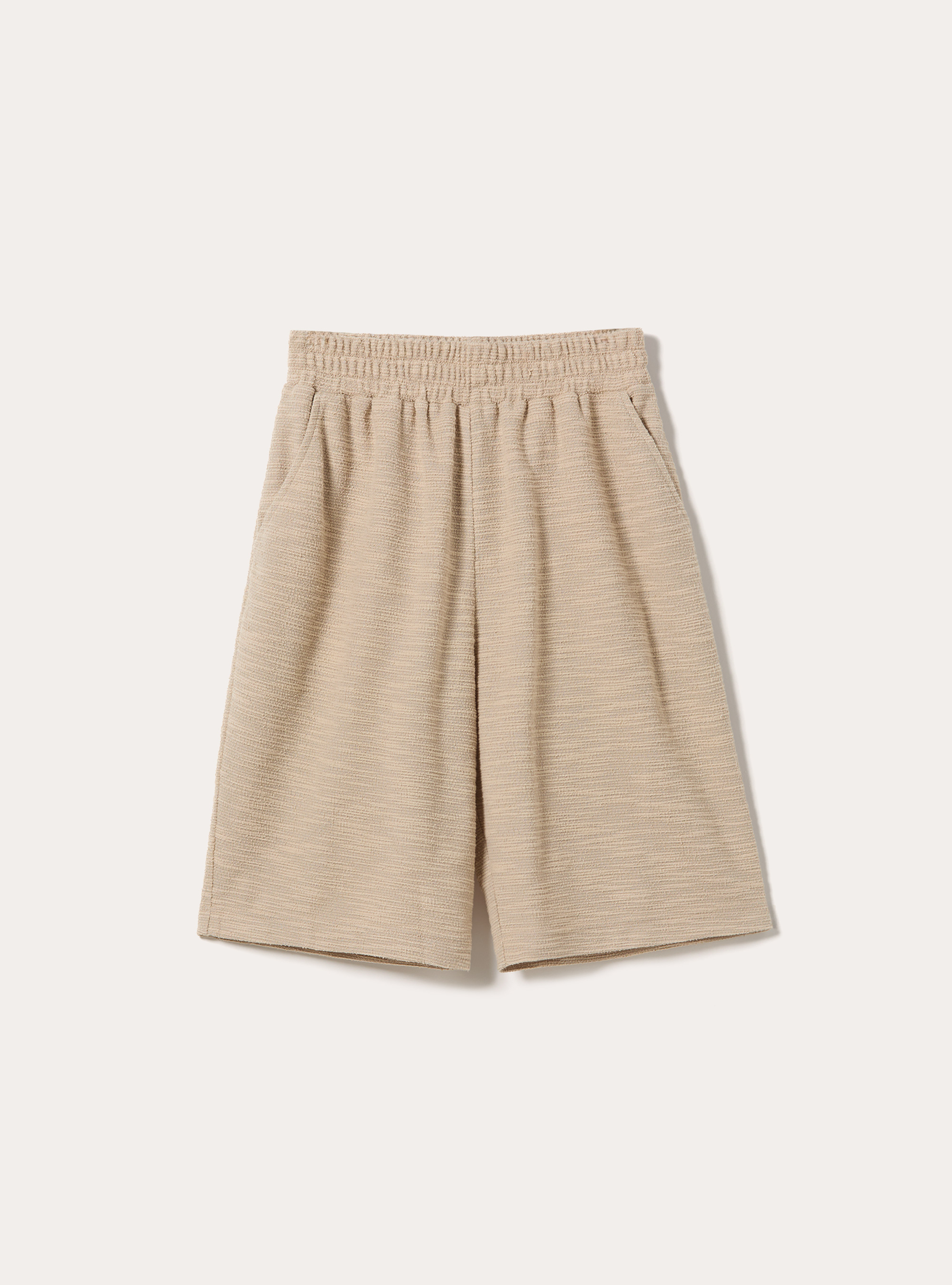 Bermuda loose fit in misto cotone texture, BG2 BEIGE MEDIUM