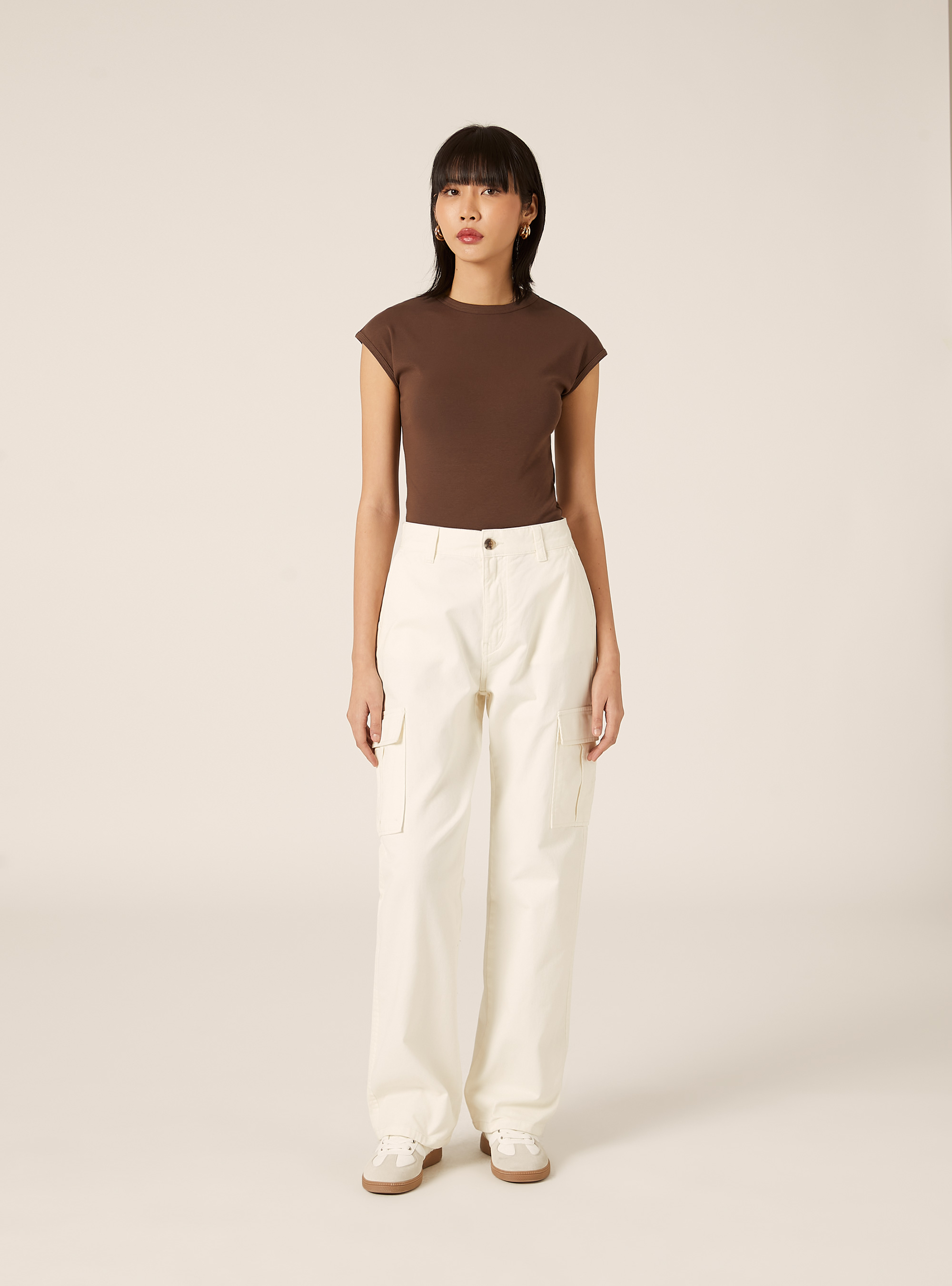 Body aus gerippter Stretch-Baumwolle, BR2 BROWN MEDIUM