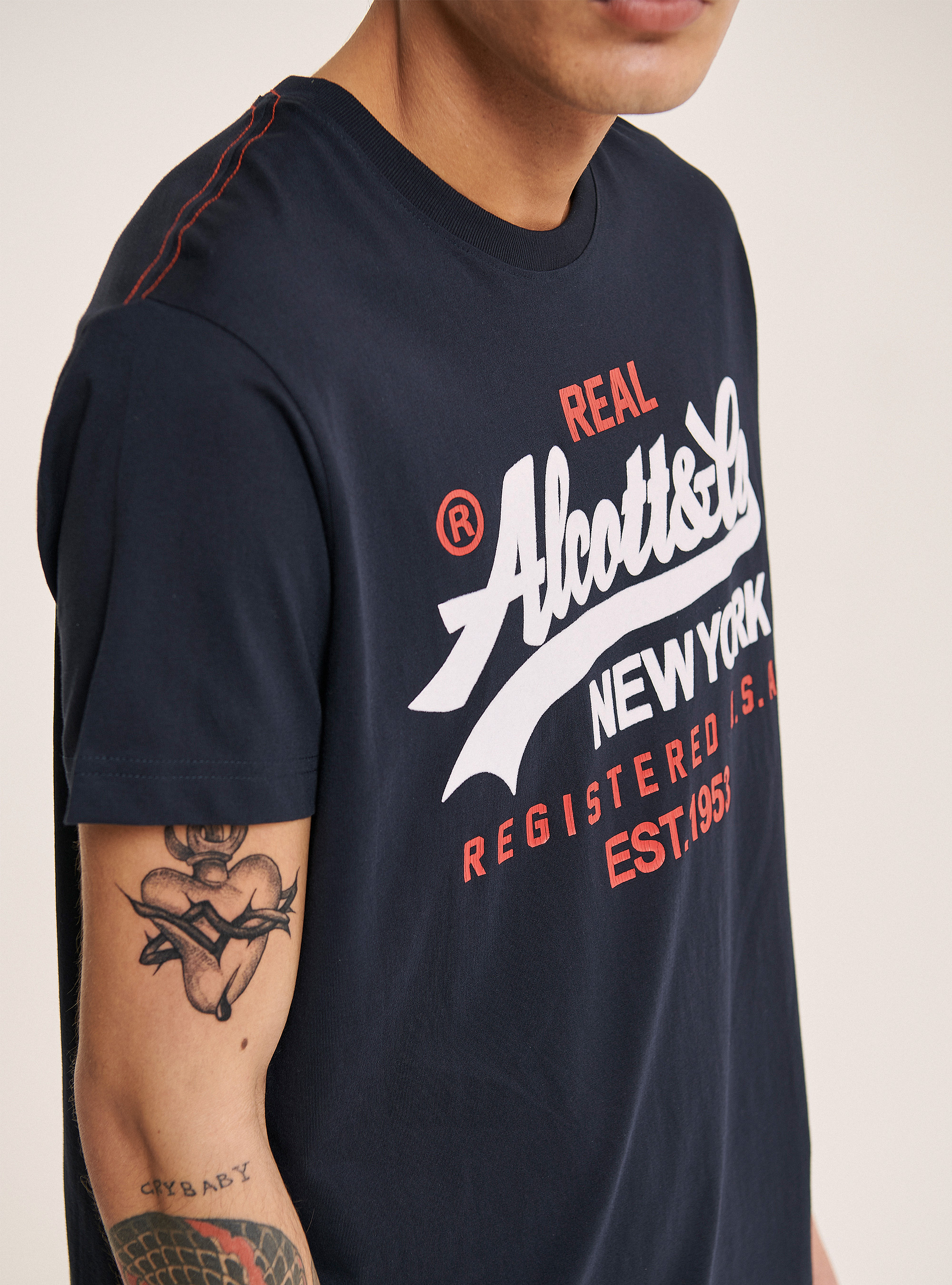 T-shirt with frontal logo printed, BLUE