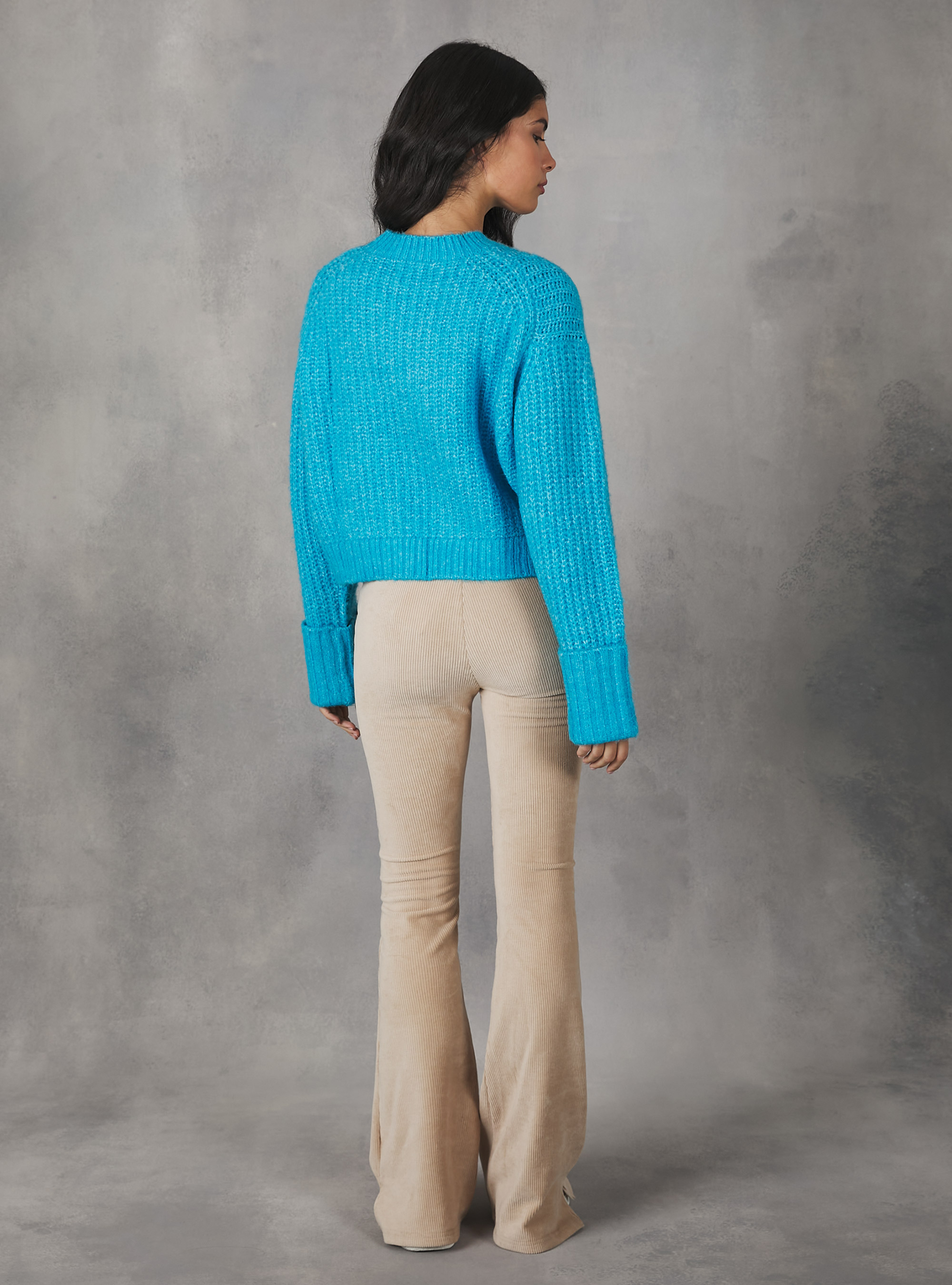 English rib cropped pullover, MAZ2 AZURE MEL MEDIUM
