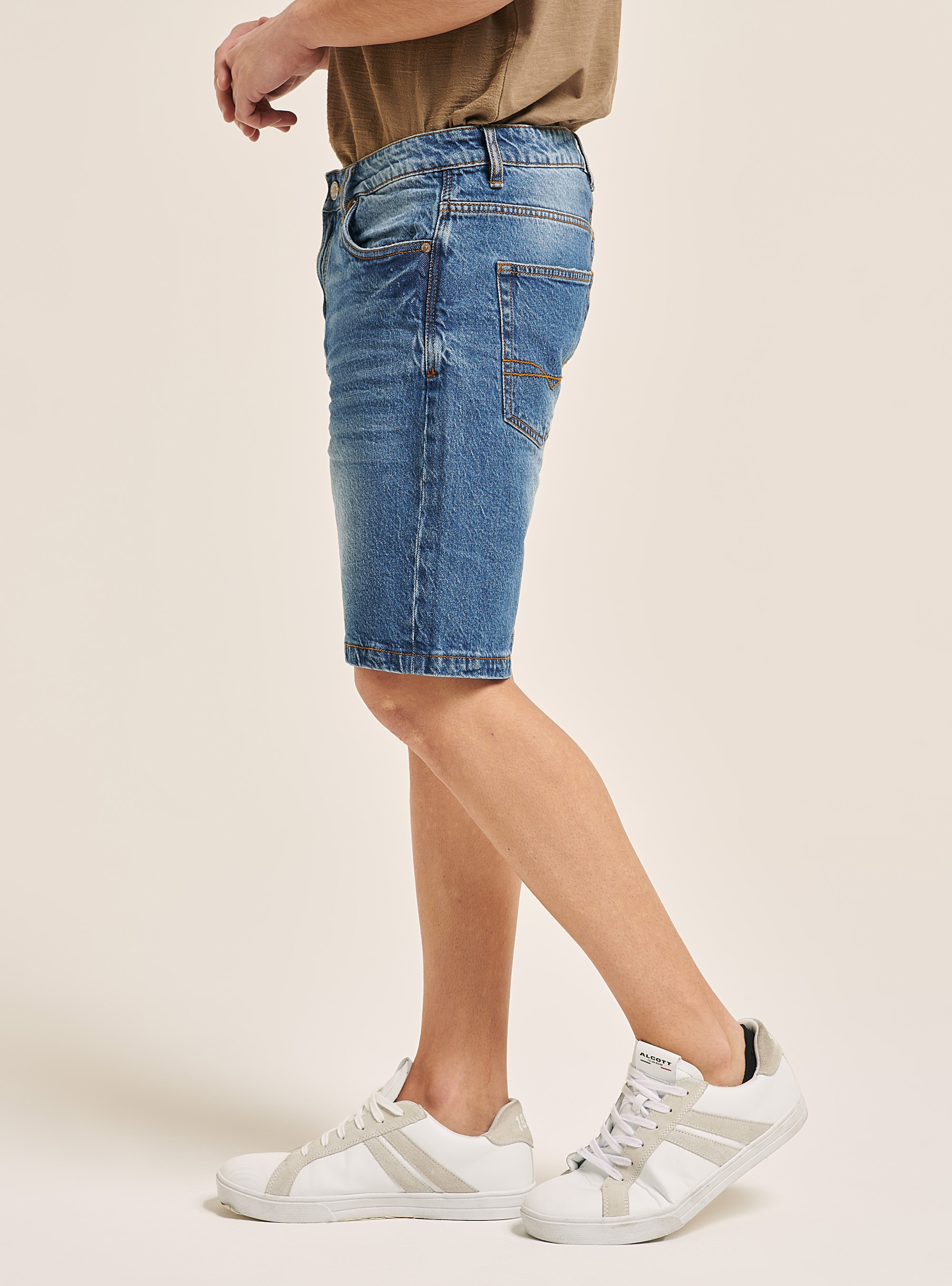 Bermudas vaqueras de ajuste regular, AZUL