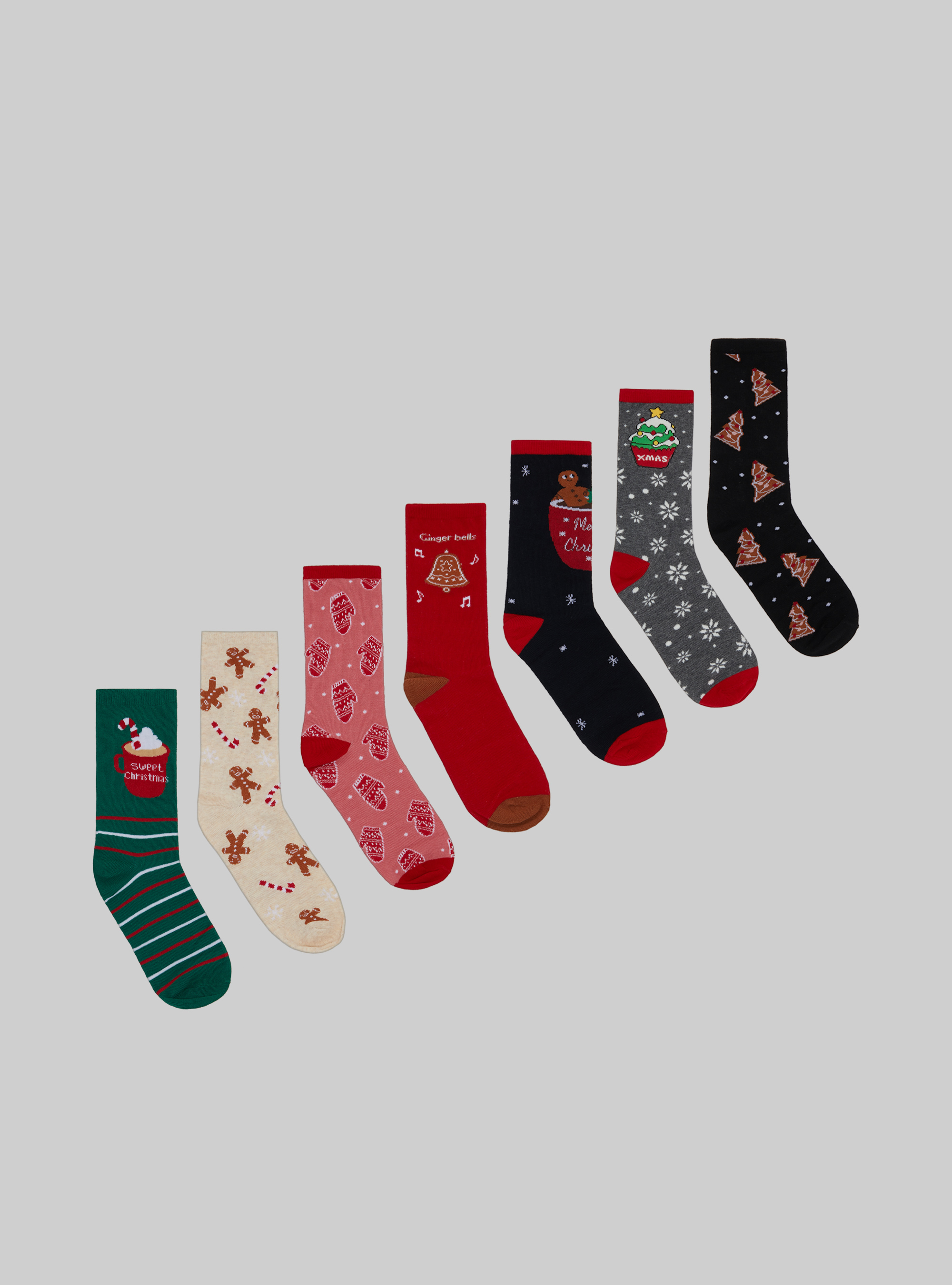Christmas Box set of 7 pairs of socks, XMAS