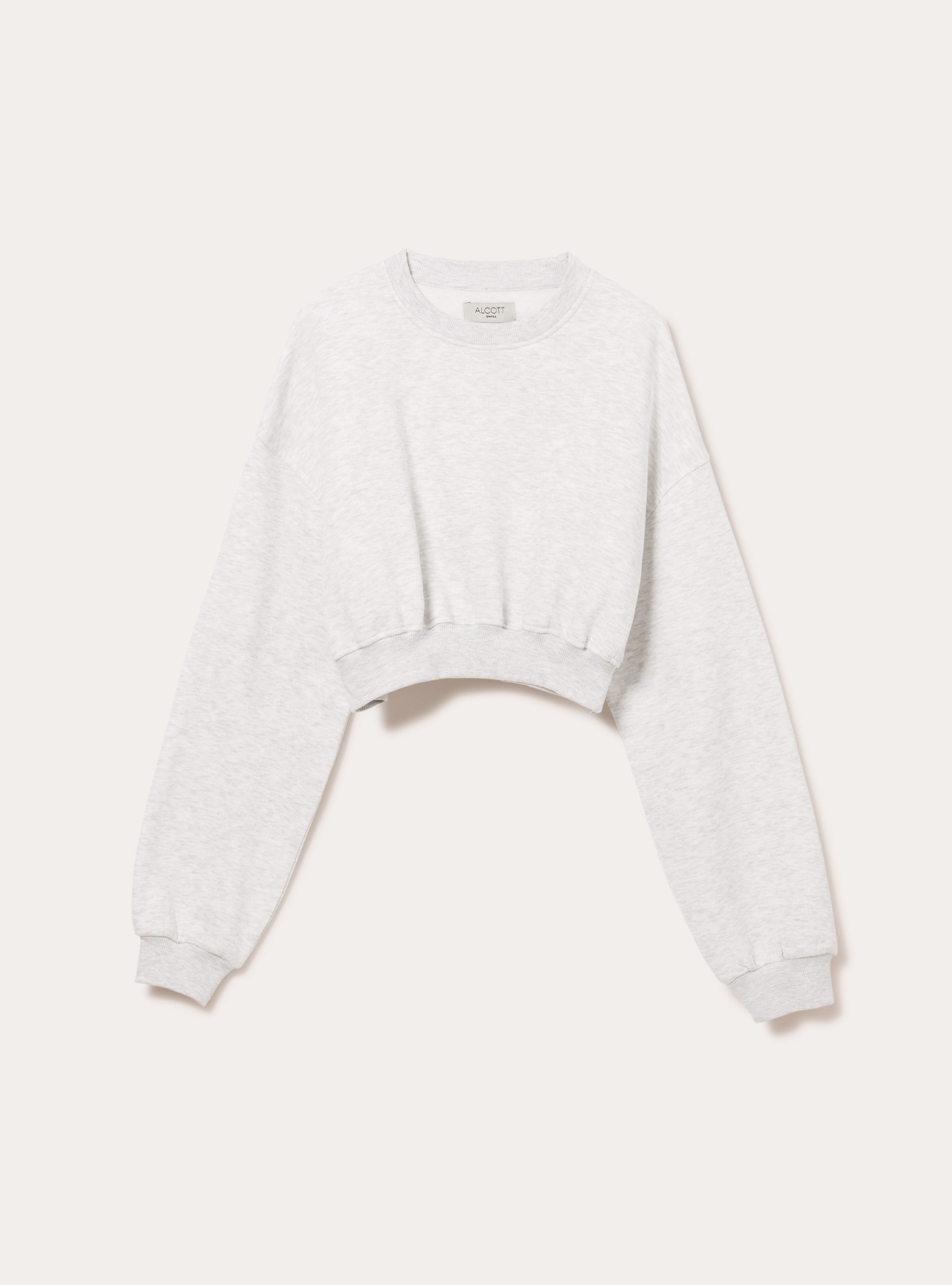 Felpa girocollo in cotone crop, MGY3 GREY MEL LIGHT