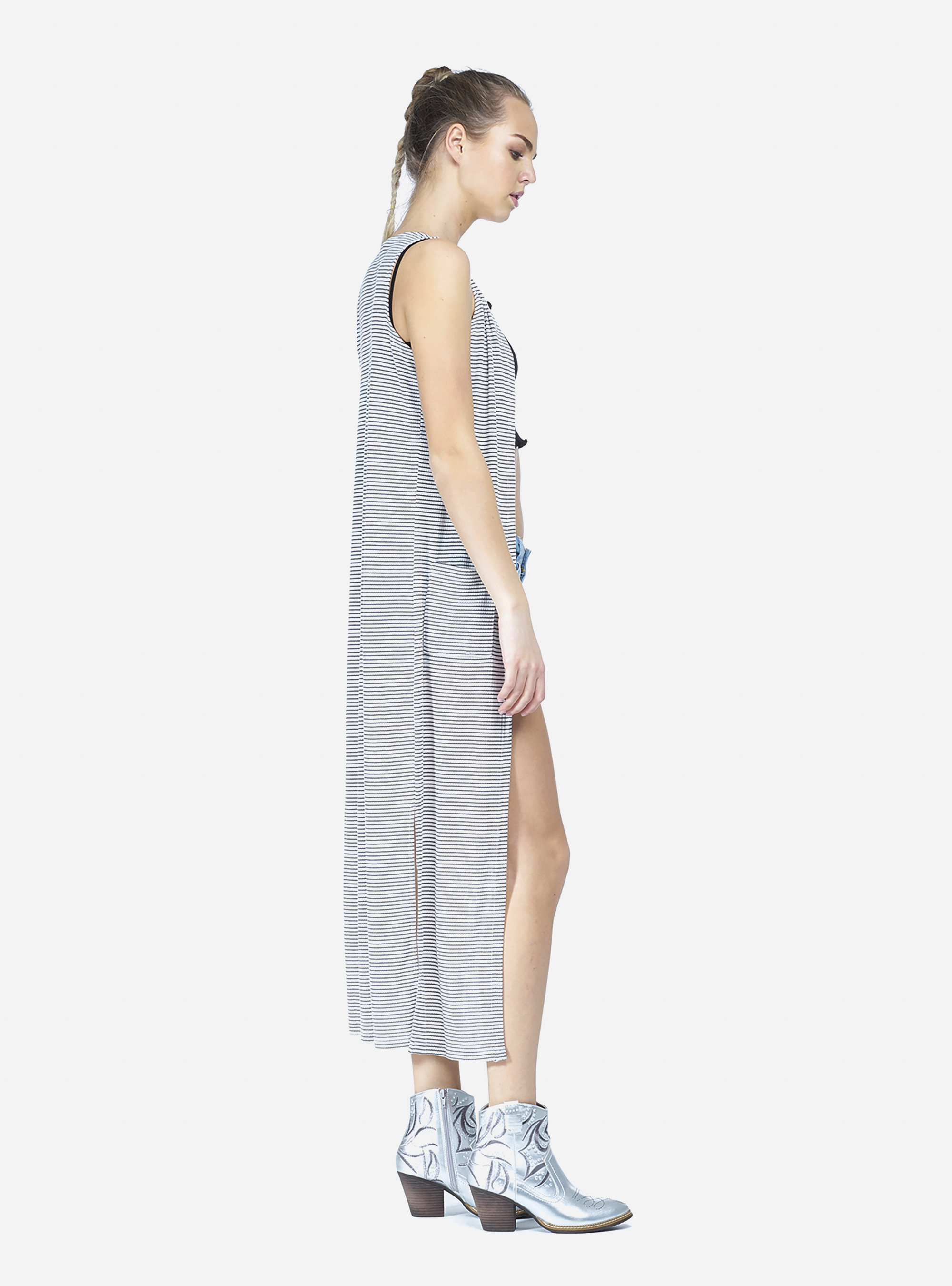 Gilet in maglia lungo, WHITE