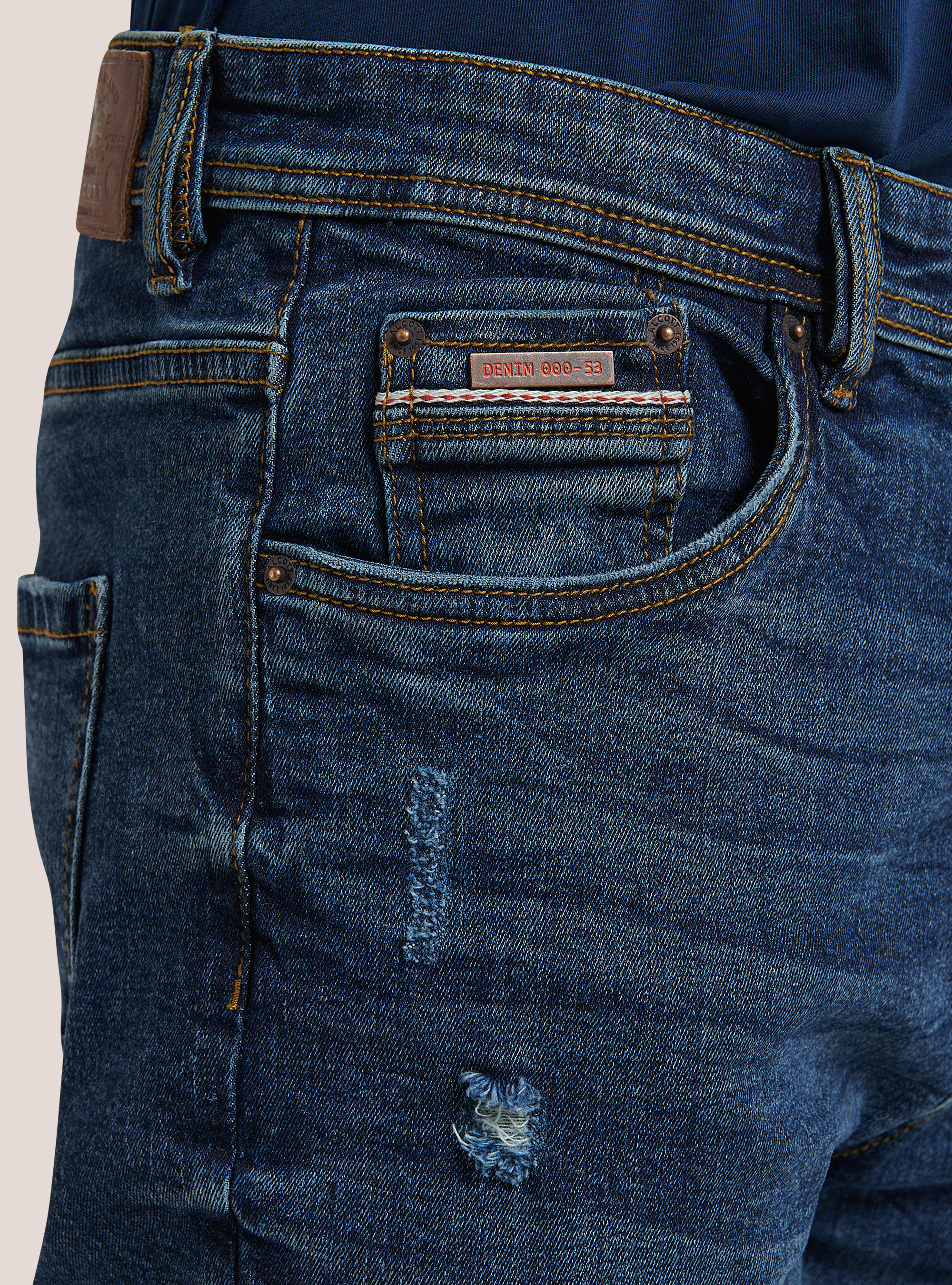 Stretch denim carrot fit jeans, BLUE NAVY