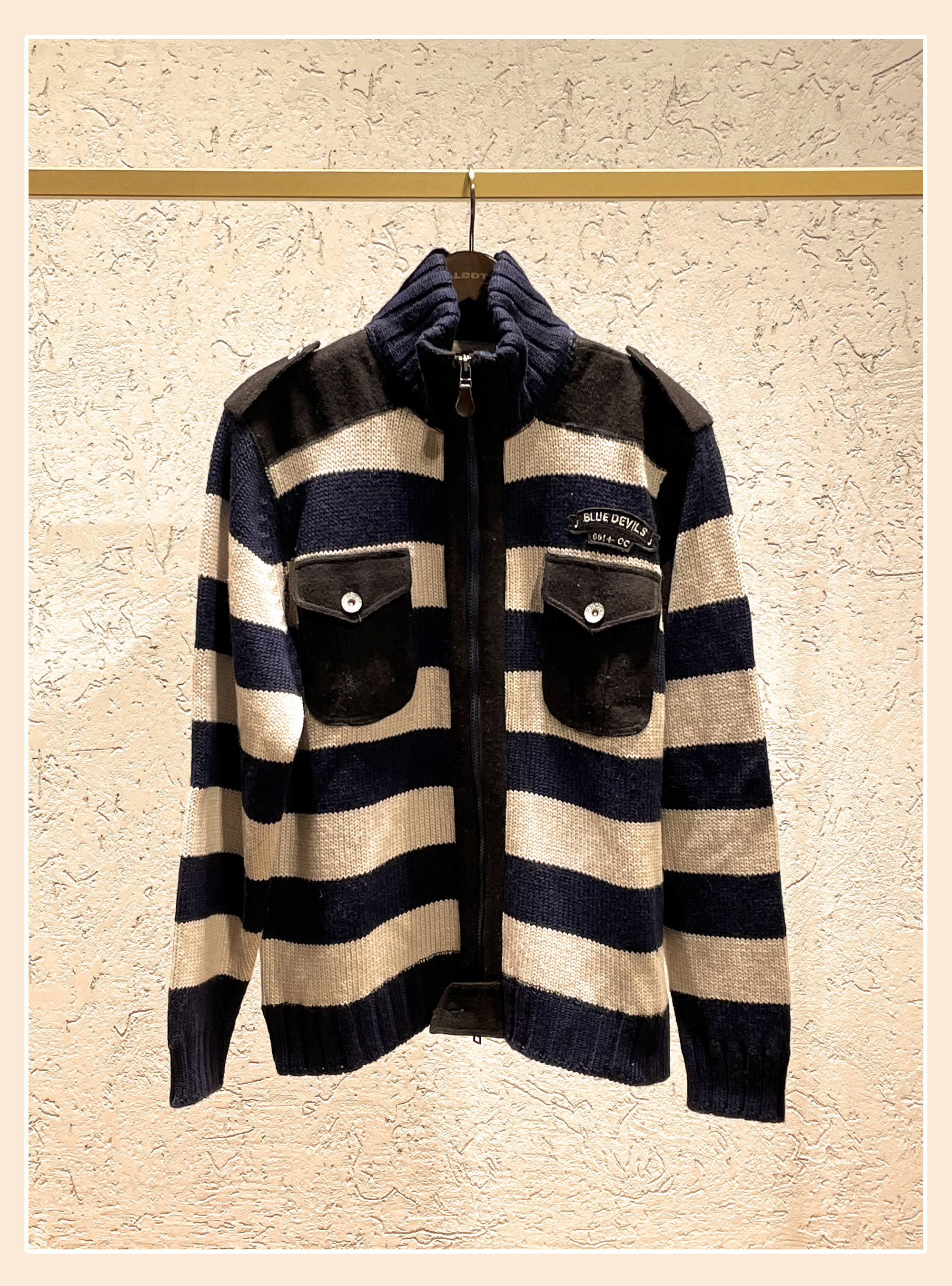 Striped cardigan with zip, STRIPES