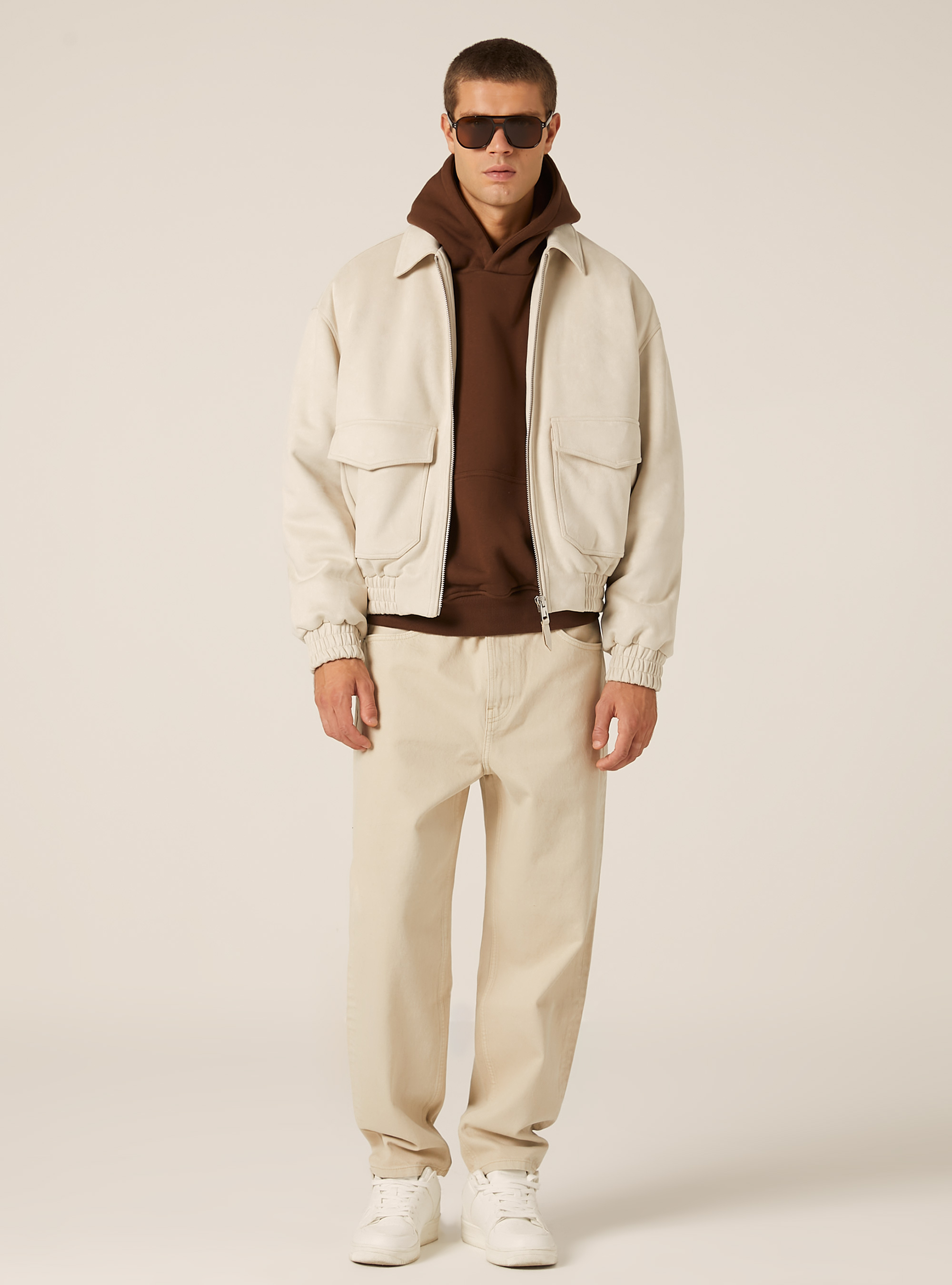 Bomber effetto camoscio boxy fit, SA2 SAND MEDIUM