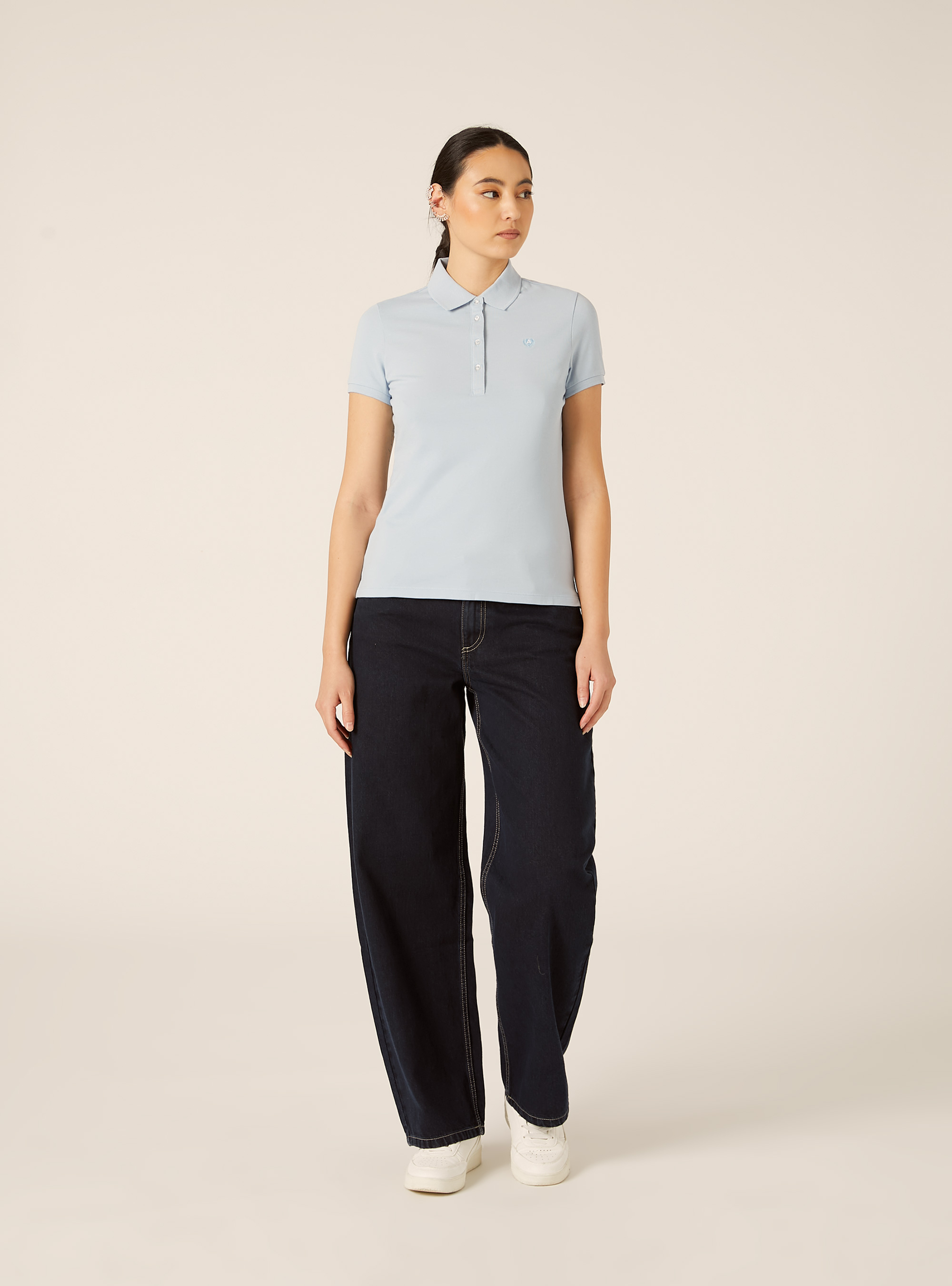 Polo Slim Fit avec Logo Brod&eacute;, AZ3 AZURE LIGHT