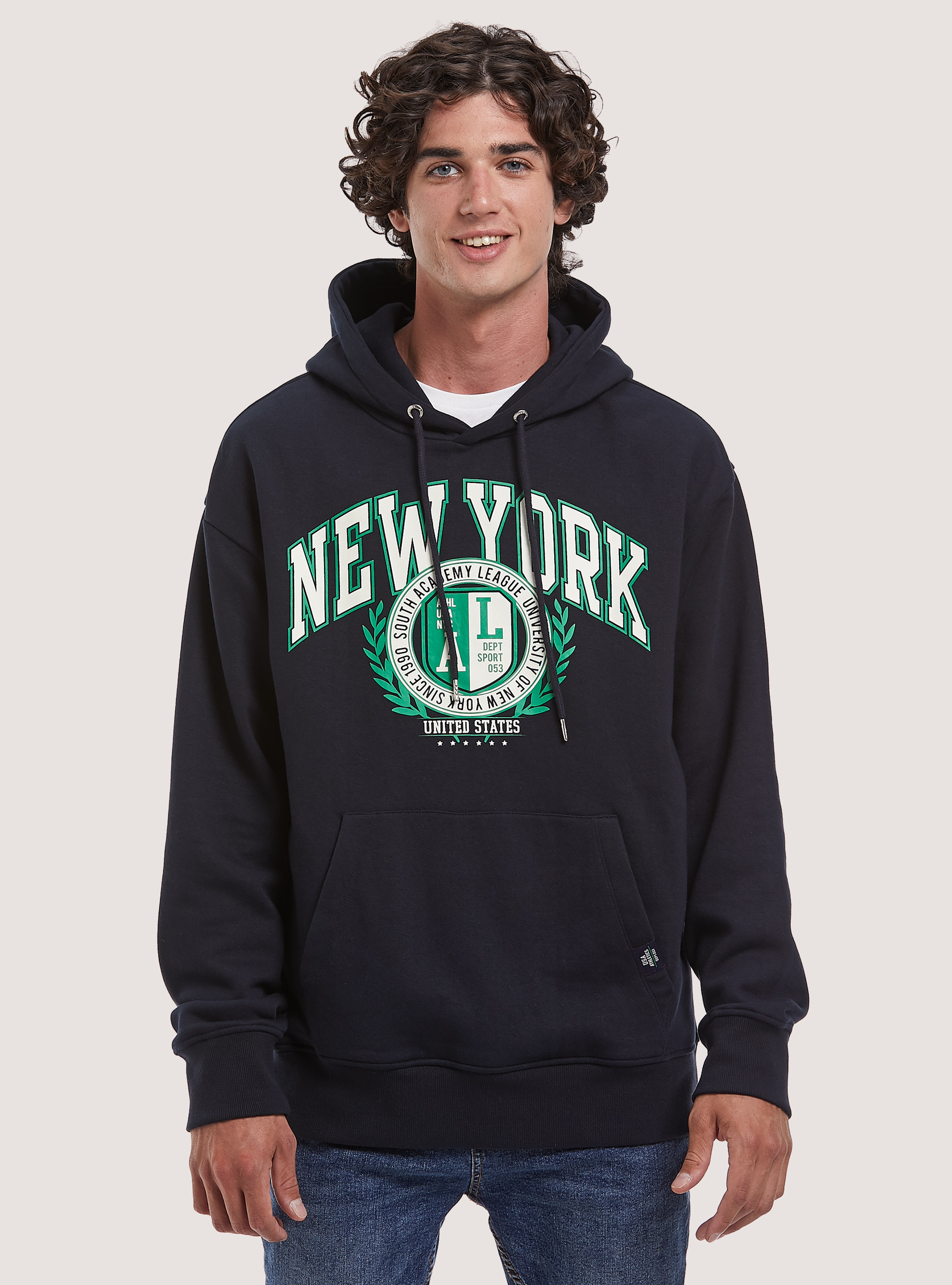 College Print Hoodie, NA1 NAVY DARK