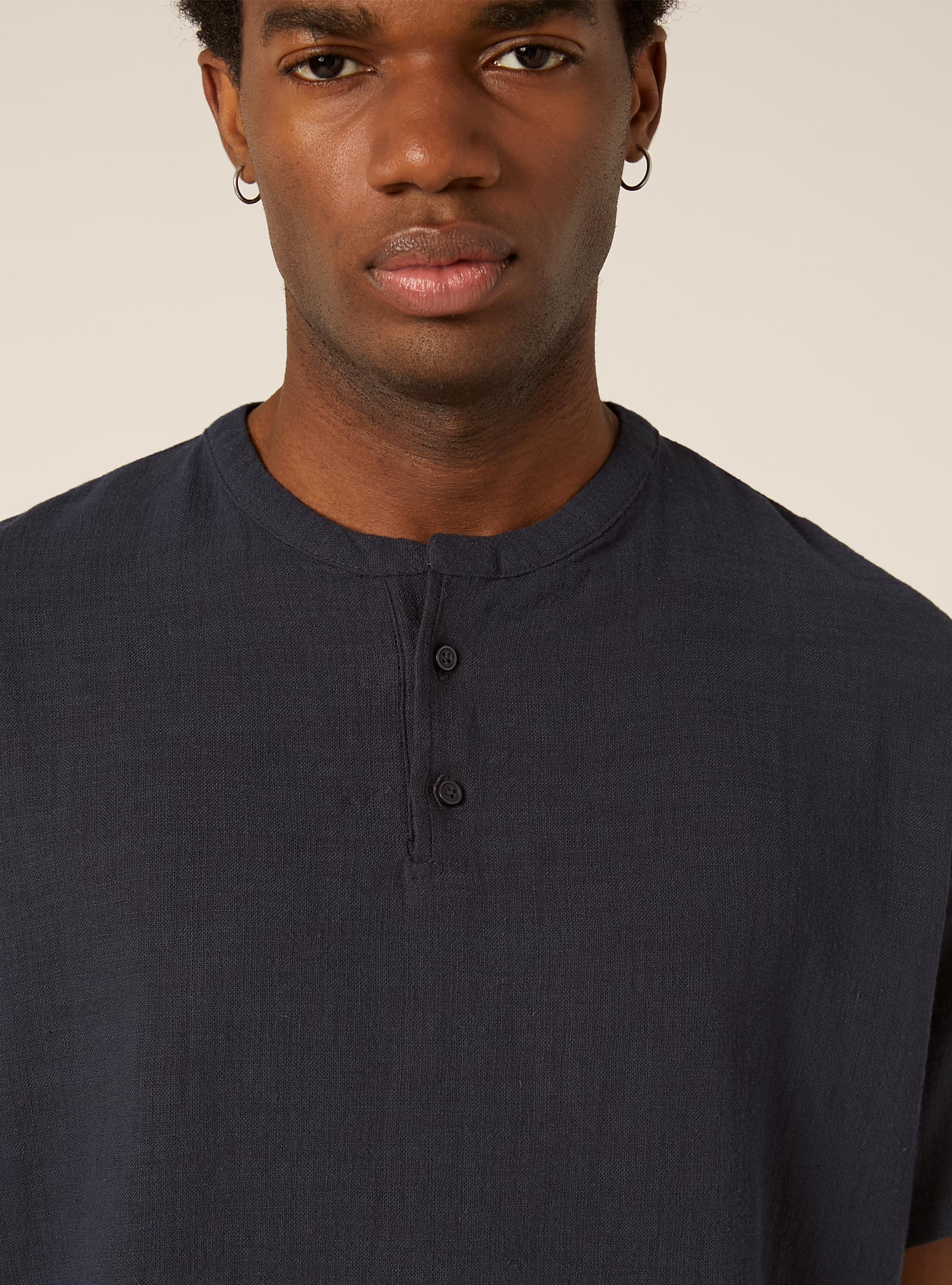 Camicia in cotone mezza placchetta, NA2 NAVY MEDIUM