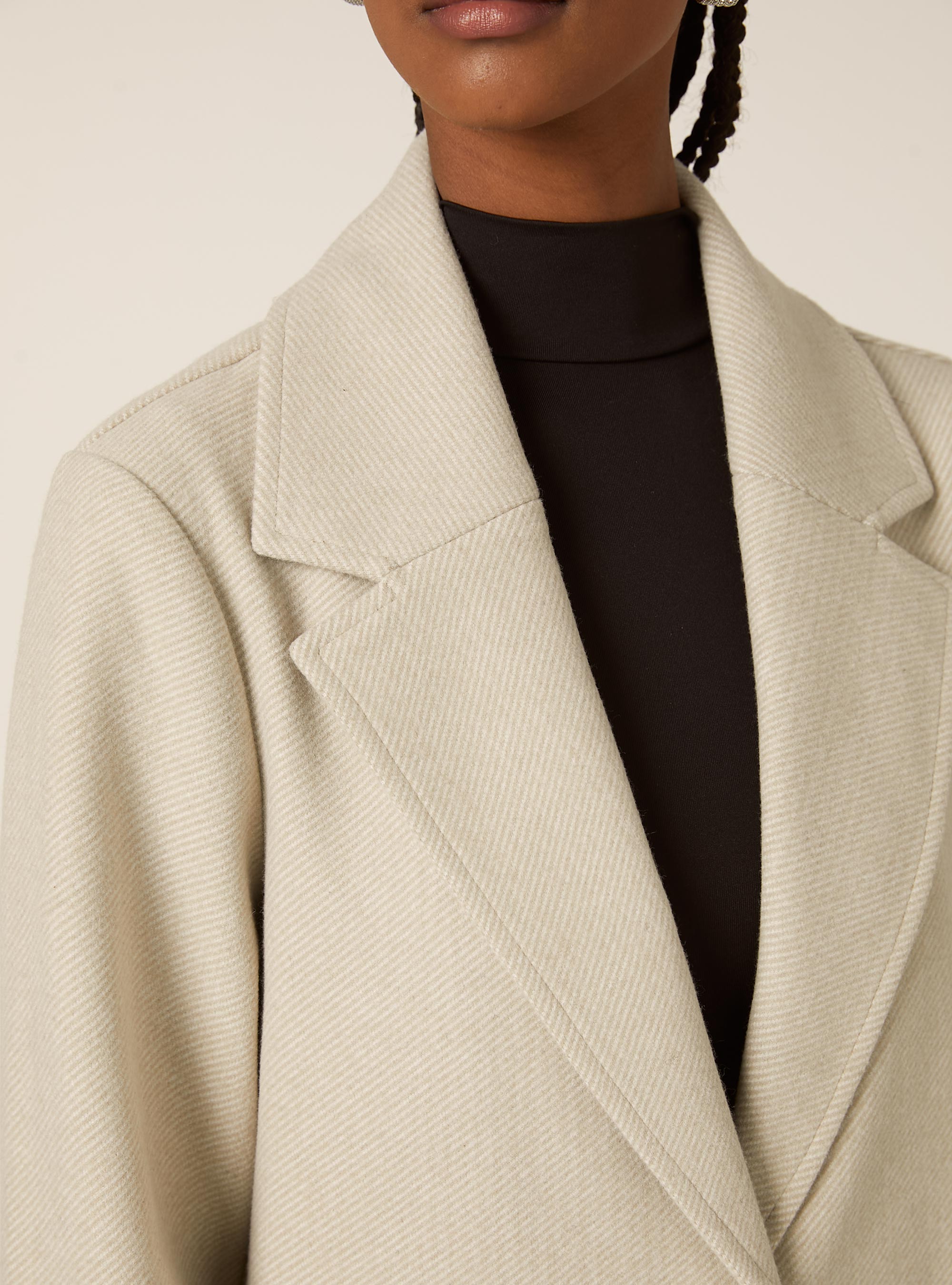 Cappotto midi monopetto, MWH1 WHITE MEL DARK